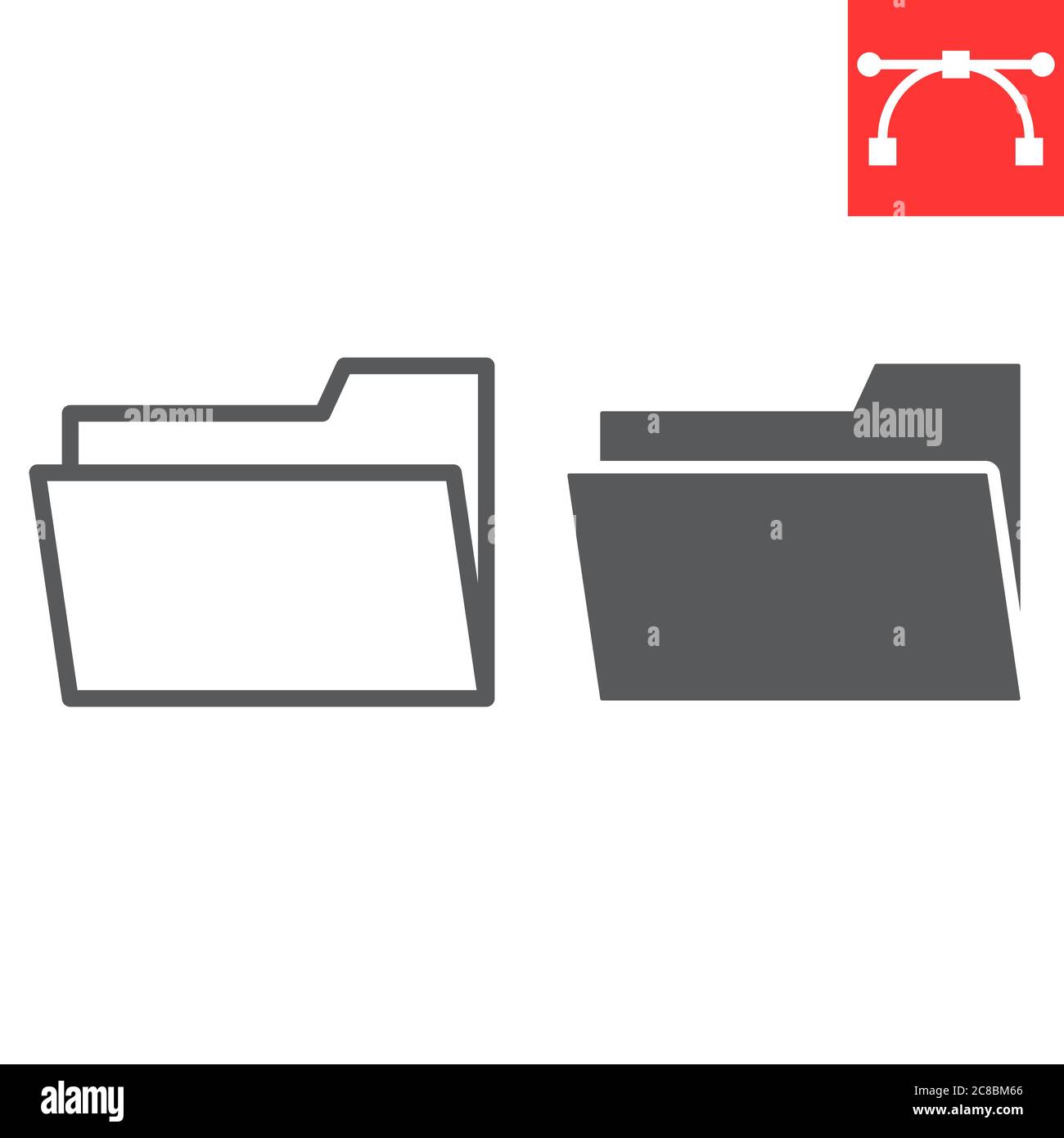 Folder line and glyph icon, ui and button, document sign vector graphics, editable stroke linear icon, eps 10. Stock Vector