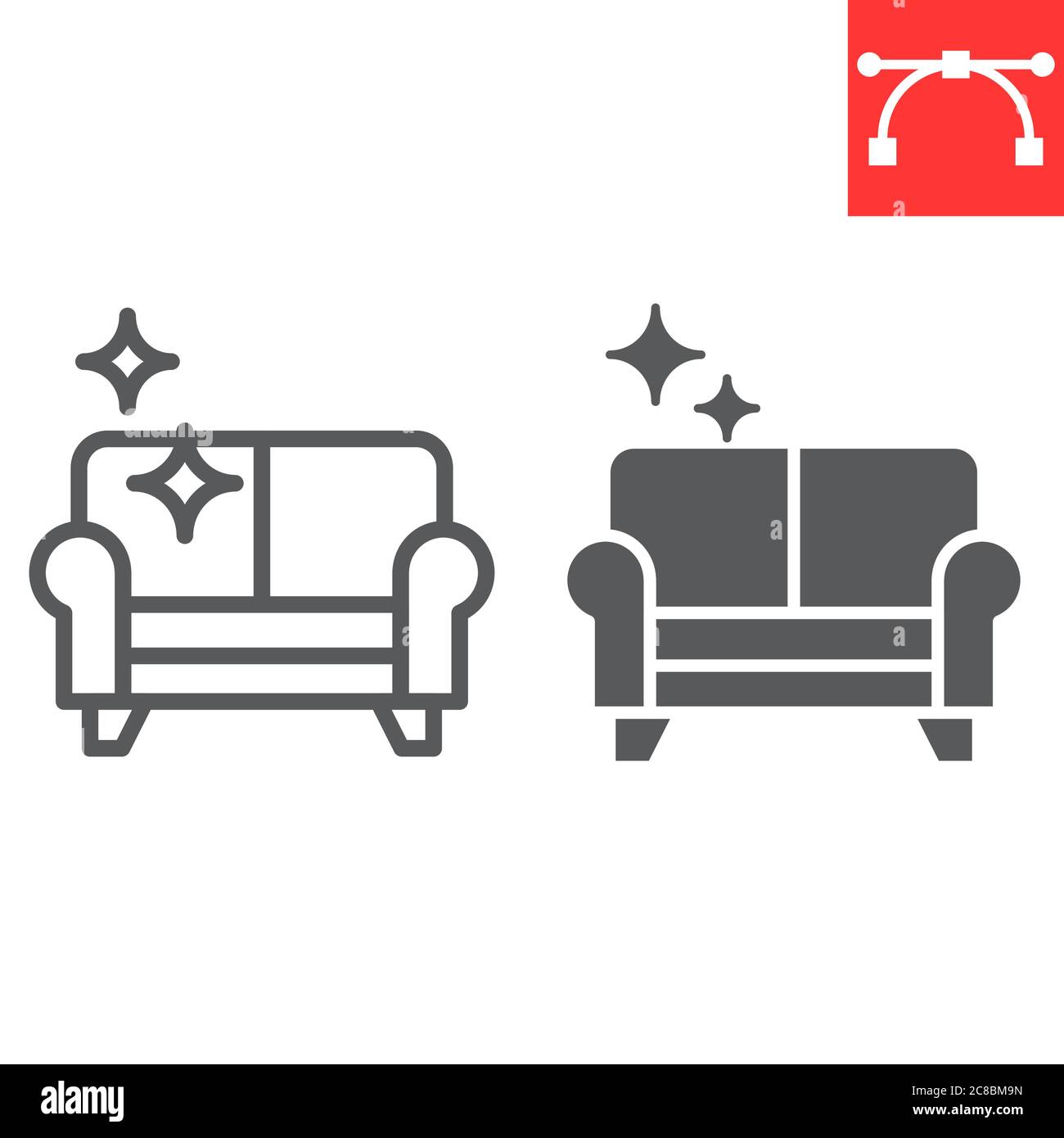 Furniture dry cleaning line and glyph icon, dry cleaning and laundry, sofa cleaning sign vector