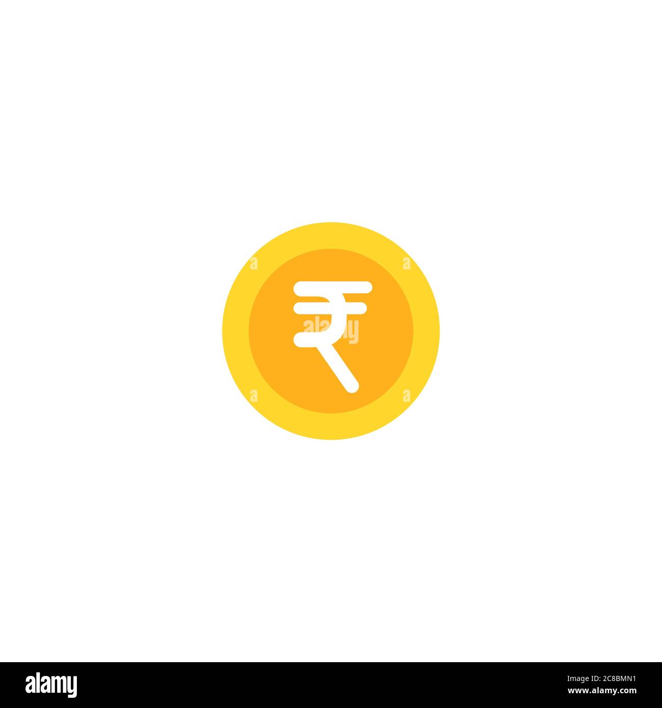 Gold rupee coin on white background. Flat vector illustration. Economy ...