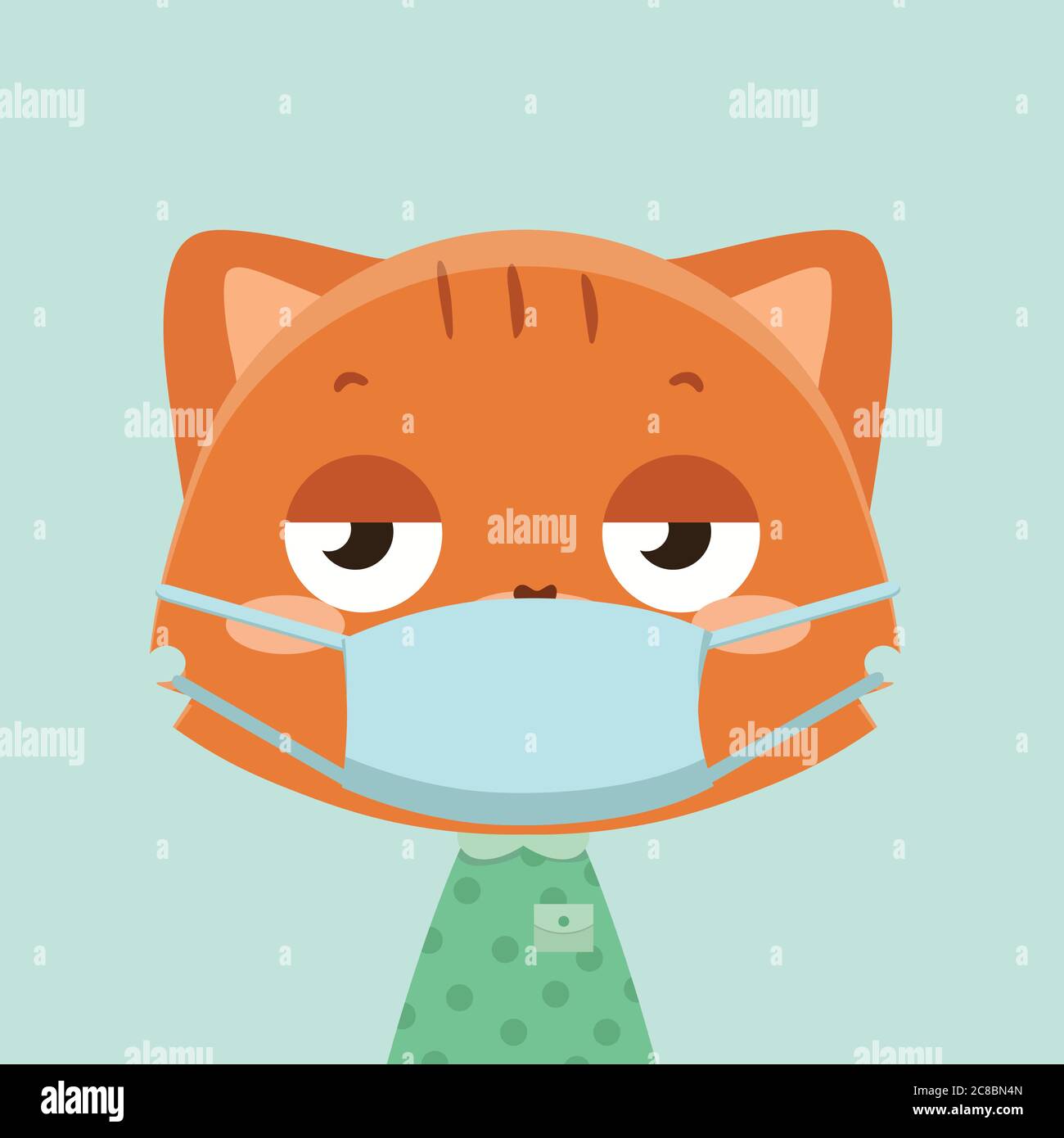 vector covid19 virus face mask cartoon animal illustration Stock