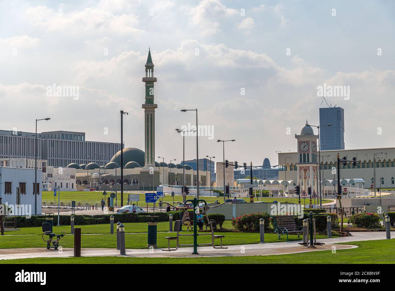 Doha, Qatar - Nov 21. 2019. Al Shouyoukh Mosque and Clock Tower Stock ...