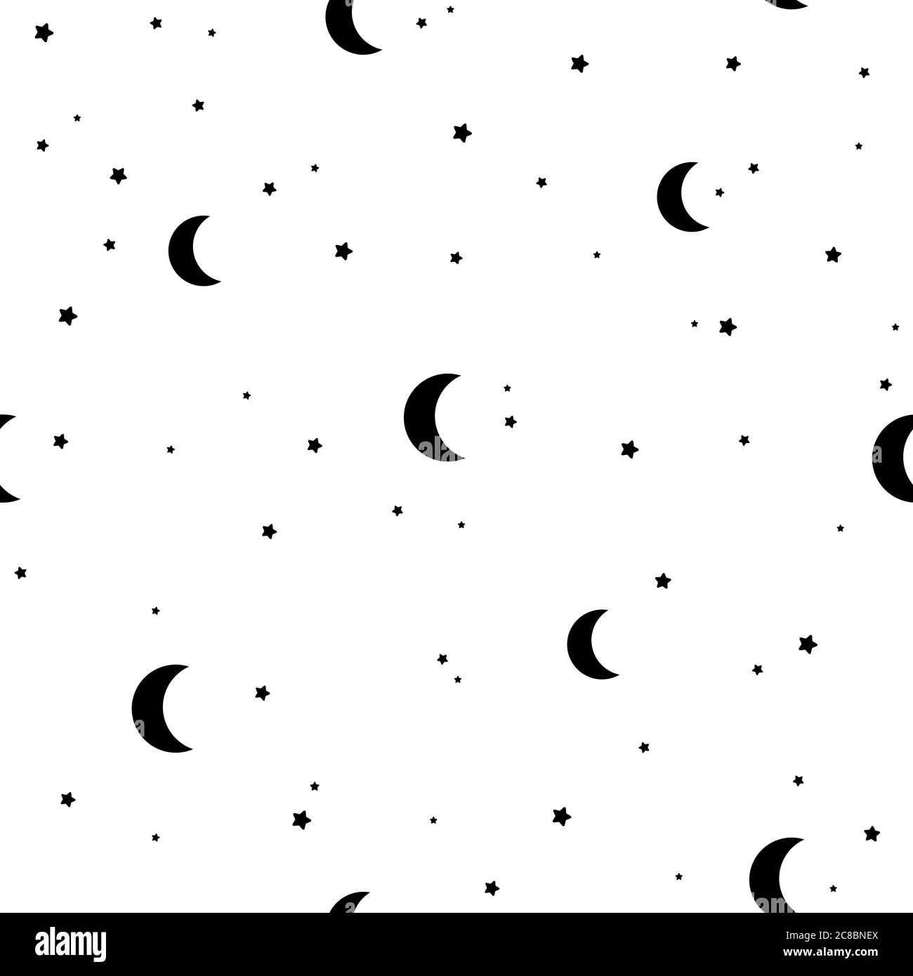 Seamless pattern with black constellations, stars and moon crescent on ...