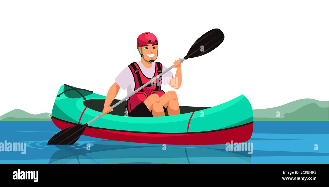 Vector character man canoeing, set kayaking Stock Vector Image & Art