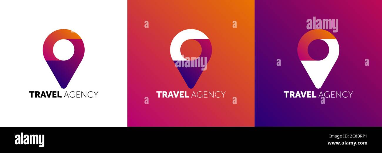 Travel logo. Pin logo. Location on map vector logo. Travel icon. Trip logo. Location icon. Map location icon. Holiday icon. Holiday logo. Stock Vector