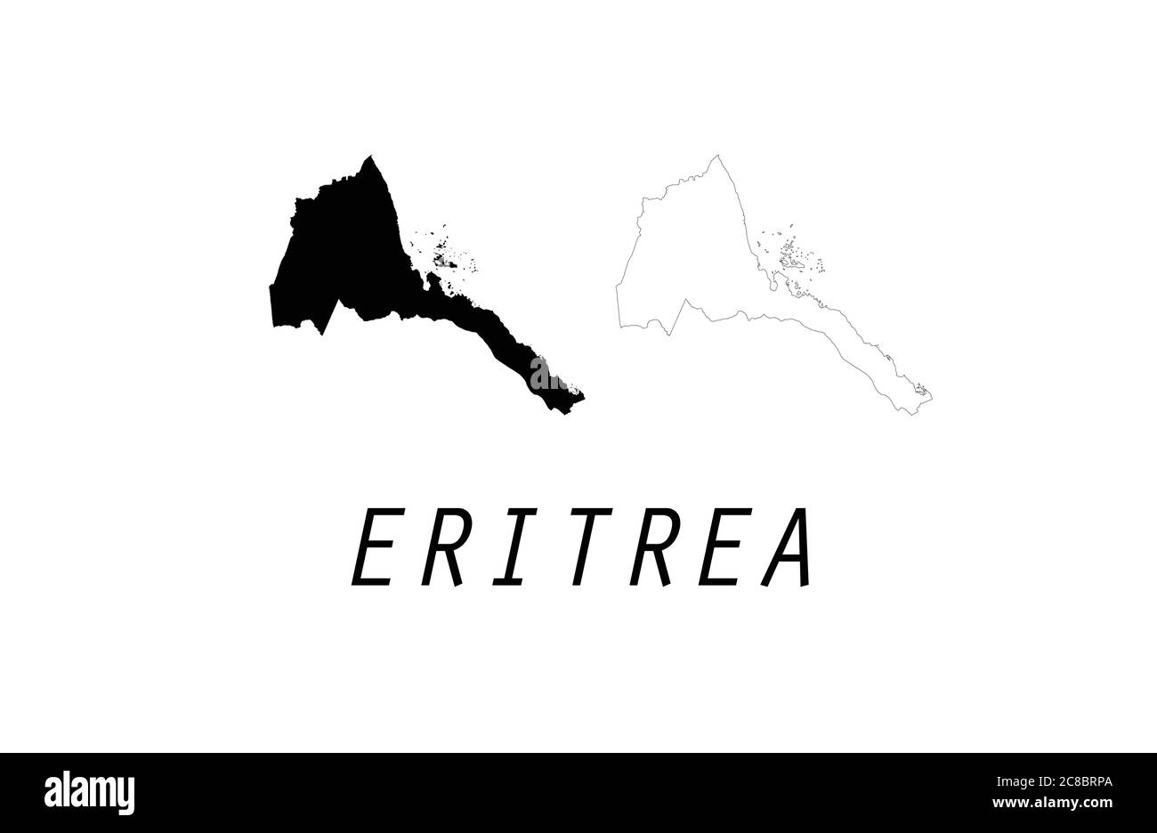 Eritrea map outline vector illustration Stock Vector