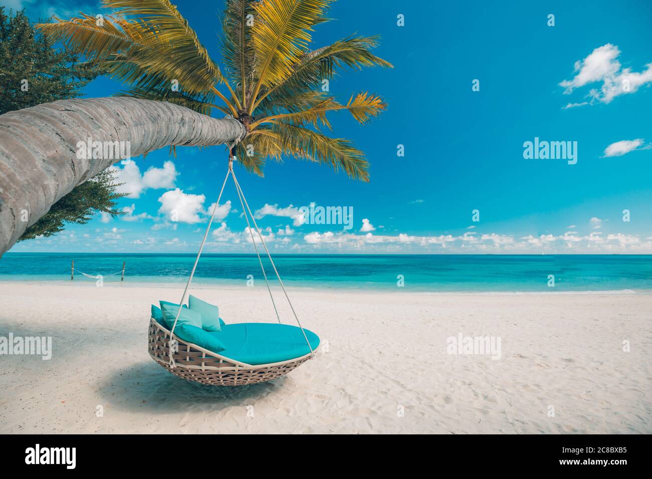 Palm tree hammock beach scene hi-res stock photography and images - Alamy
