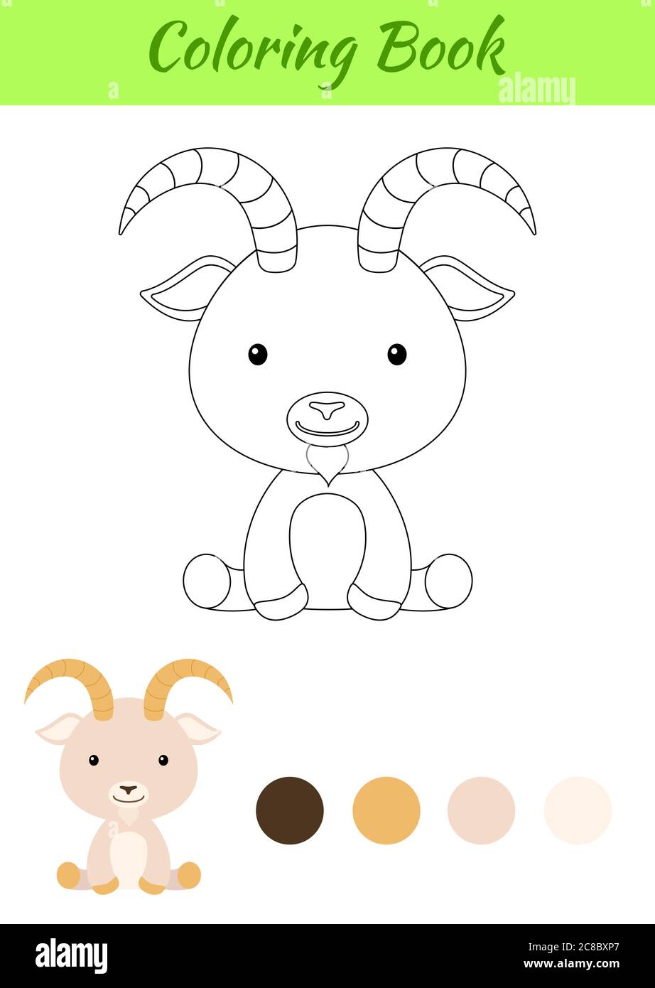 Coloring page little sitting baby goat. Coloring book for kids ...