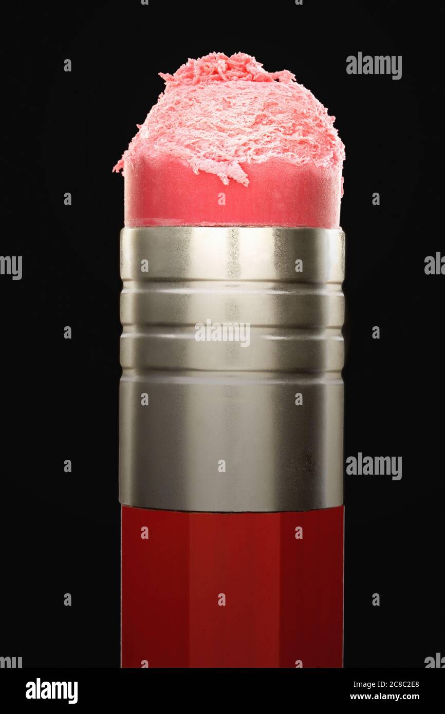 Used pencil eraser black background Stock Photo Alamy