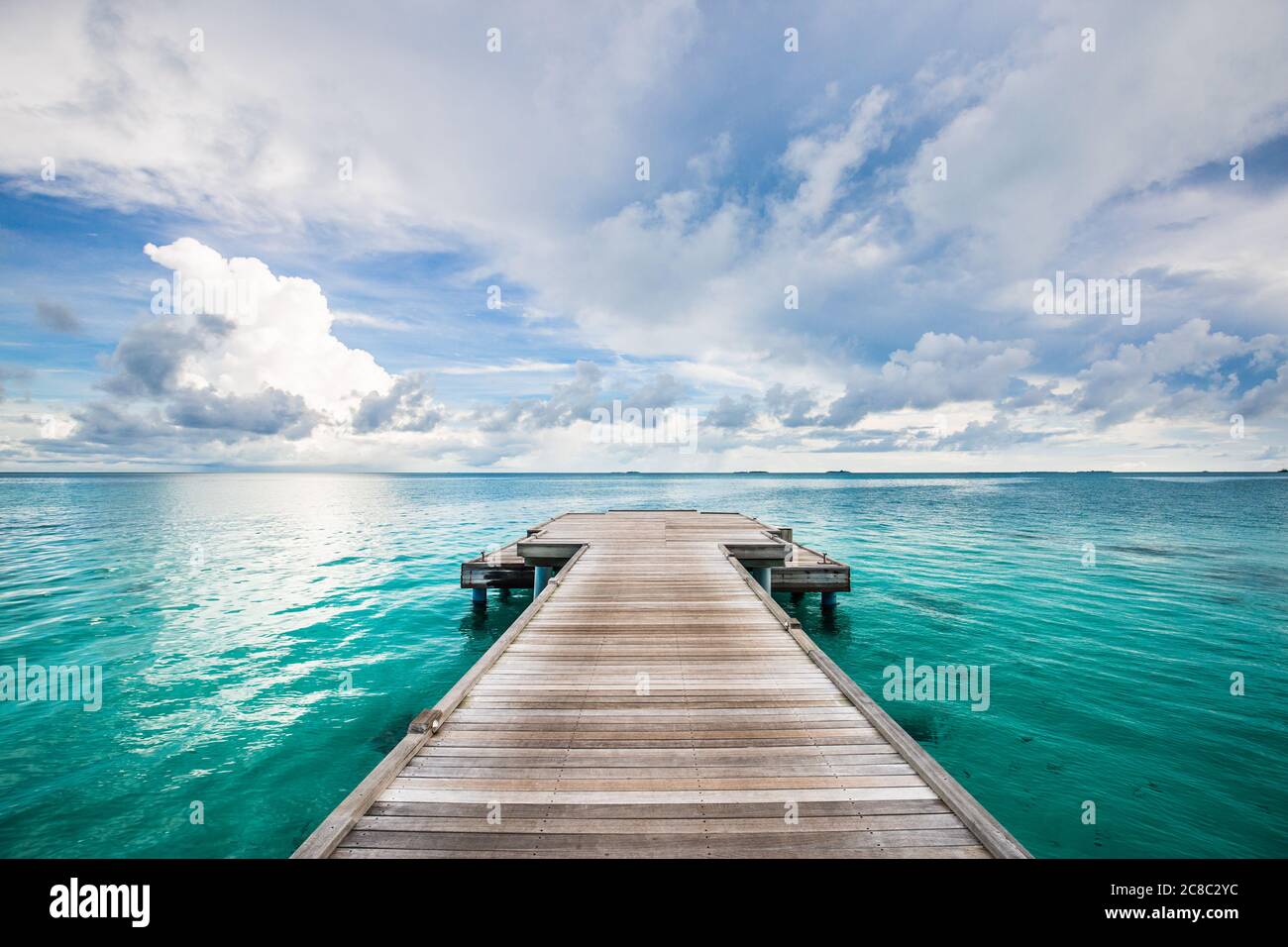 Tropical ocean and endless seascape. Thinking and mediation background. Abstract positive energy background Stock Photo