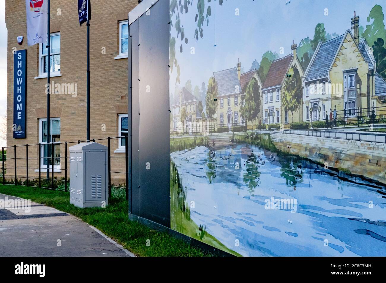 New housing development, showing part of a mockup on a wall showing