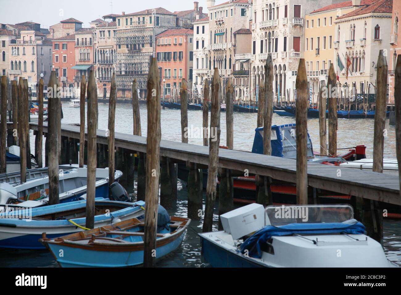Italy Venice jetty with boats Stock Photo Alamy