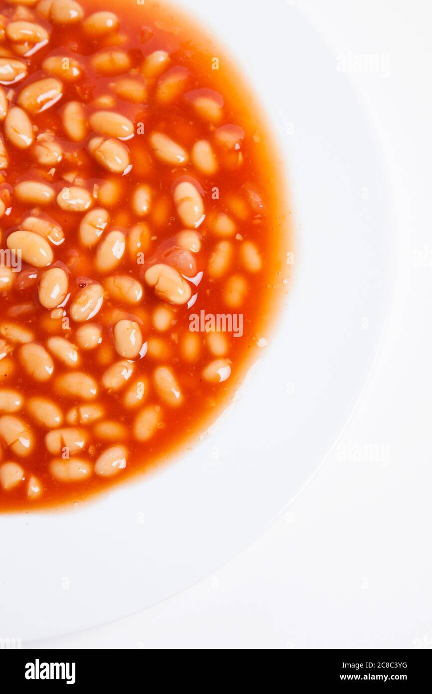 Baked beans on plate Stock Photo