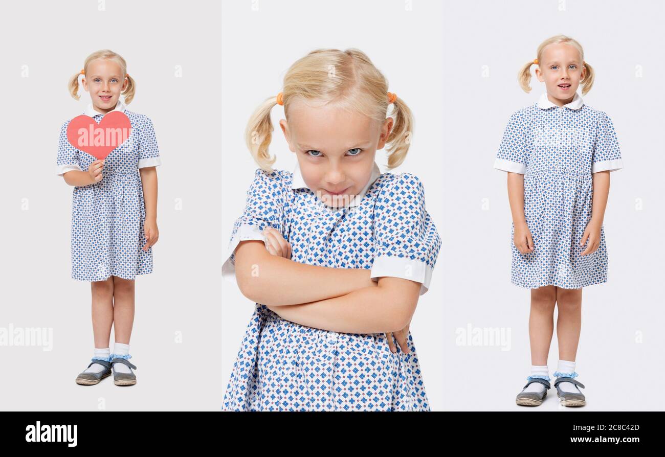 Cute collage of young blonde little girl Stock Photo