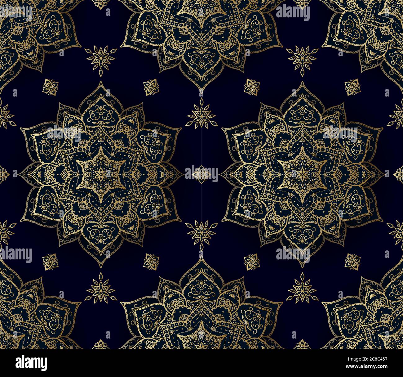 Golden ornamental seamless pattern in oriental style. Stock Vector