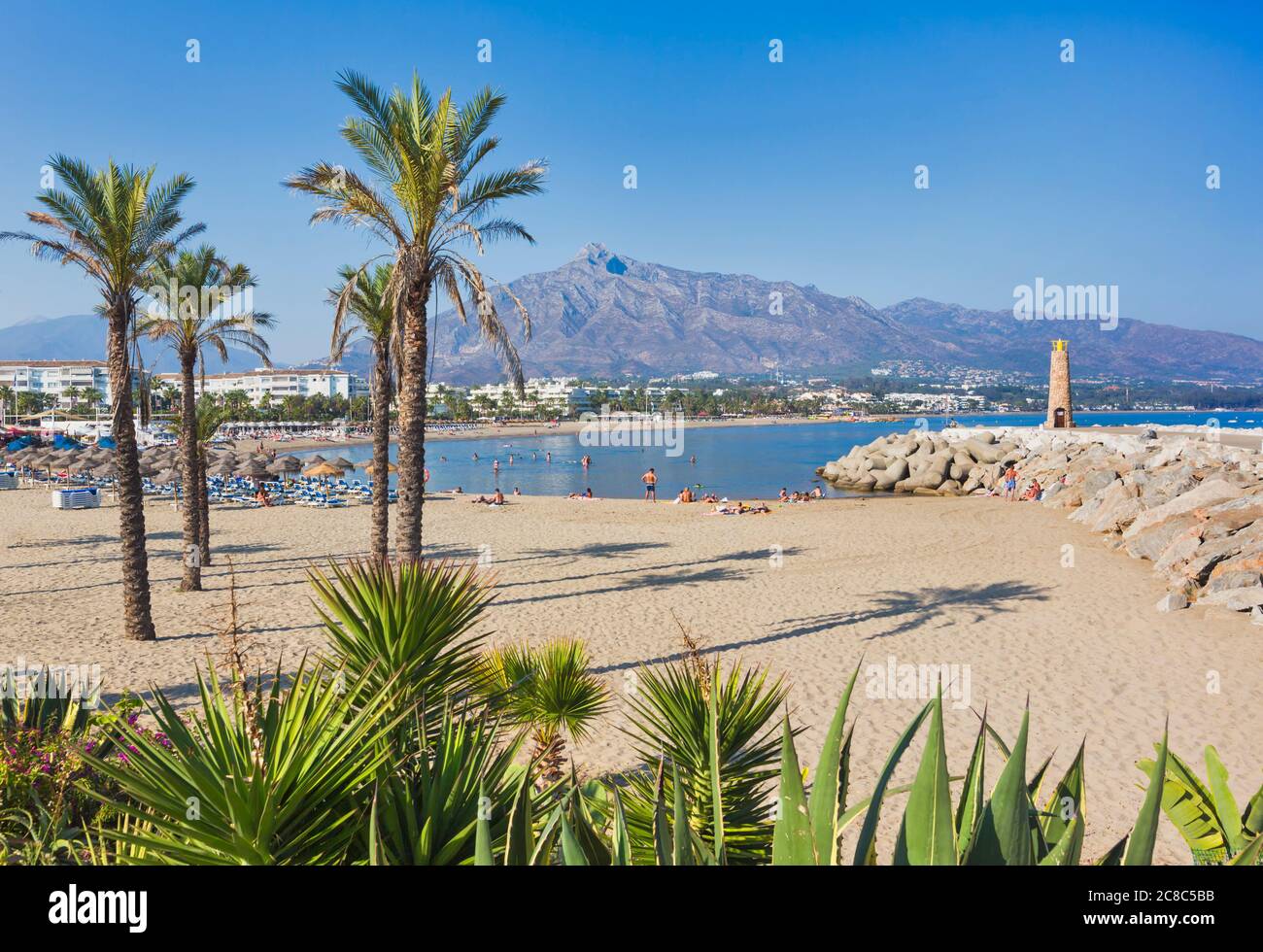 Puerto Banus beach. Marbella. Malaga province. Costa del Sol. Andalucia.  Spain Stock Photo - Alamy