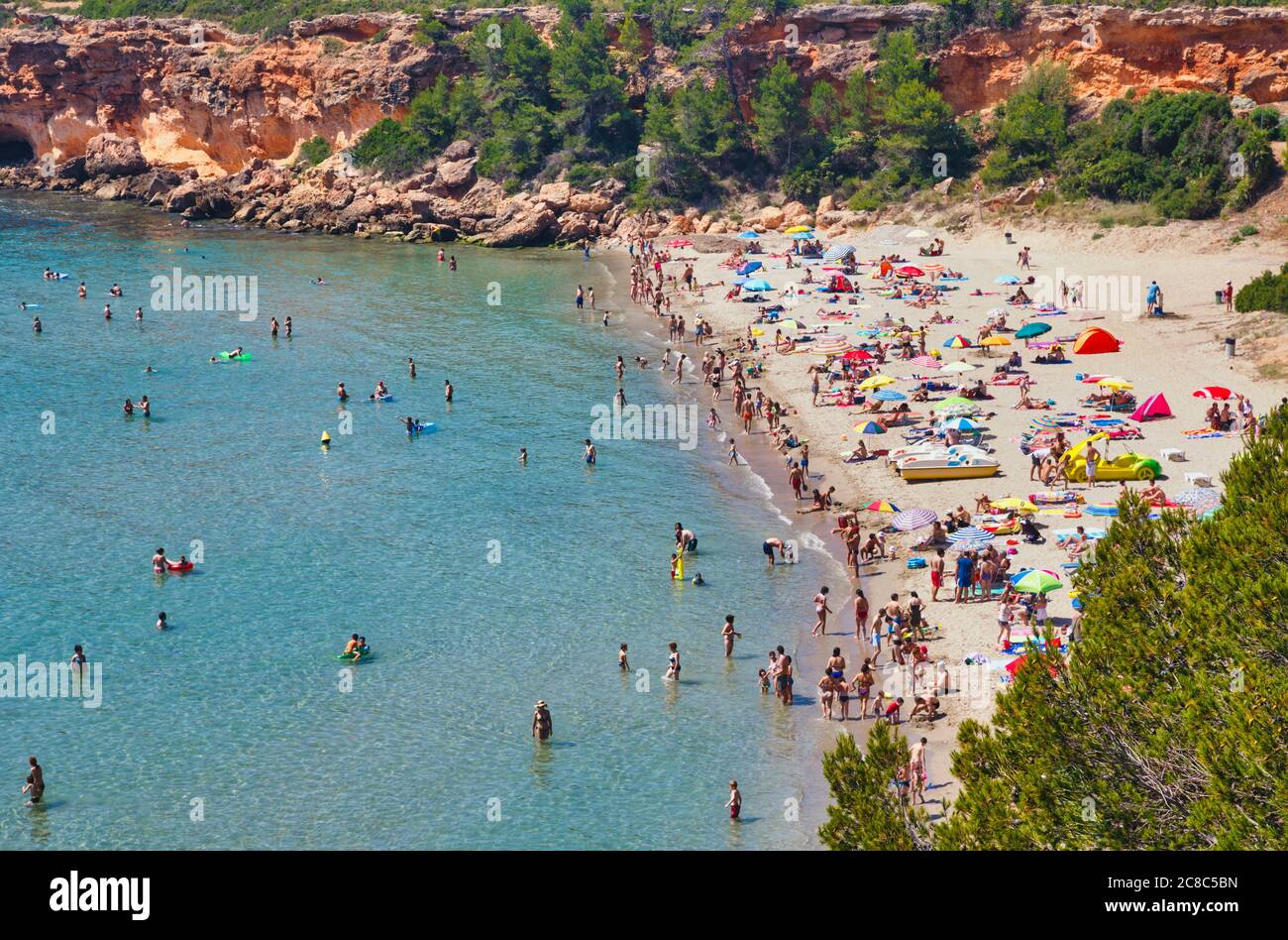 Cap Roig beach near L'Ampolla, Tarragona Province, Costa Daurada, aka Costa Dorada, Catalonia, Spain. Stock Photo
