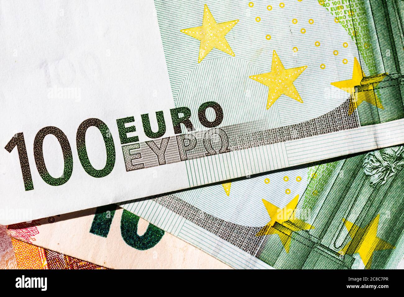 Close up of money euro banknotes, background of money euro isolated ...