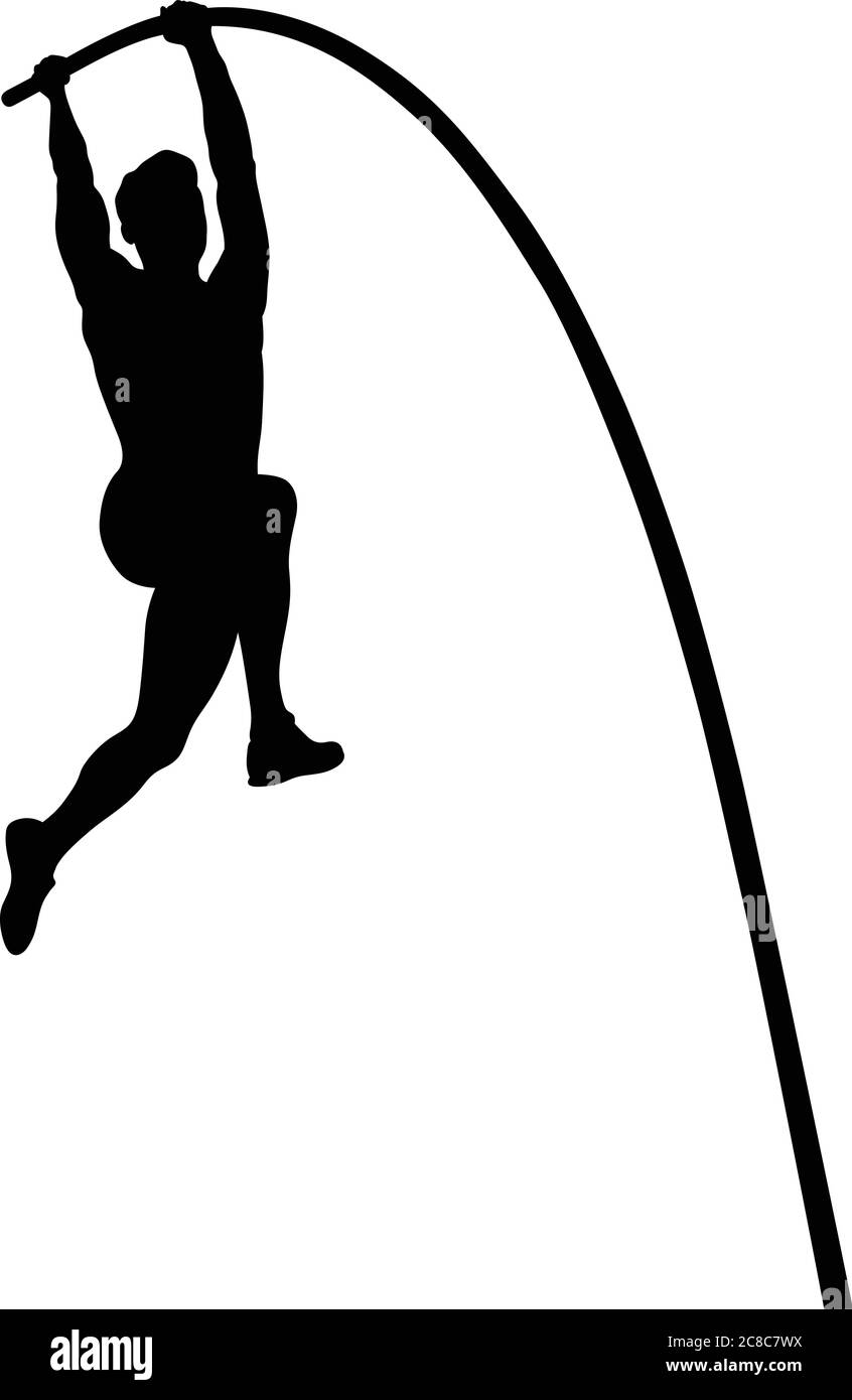 pole vault is track and field event. man athlete black silhouette Stock ...