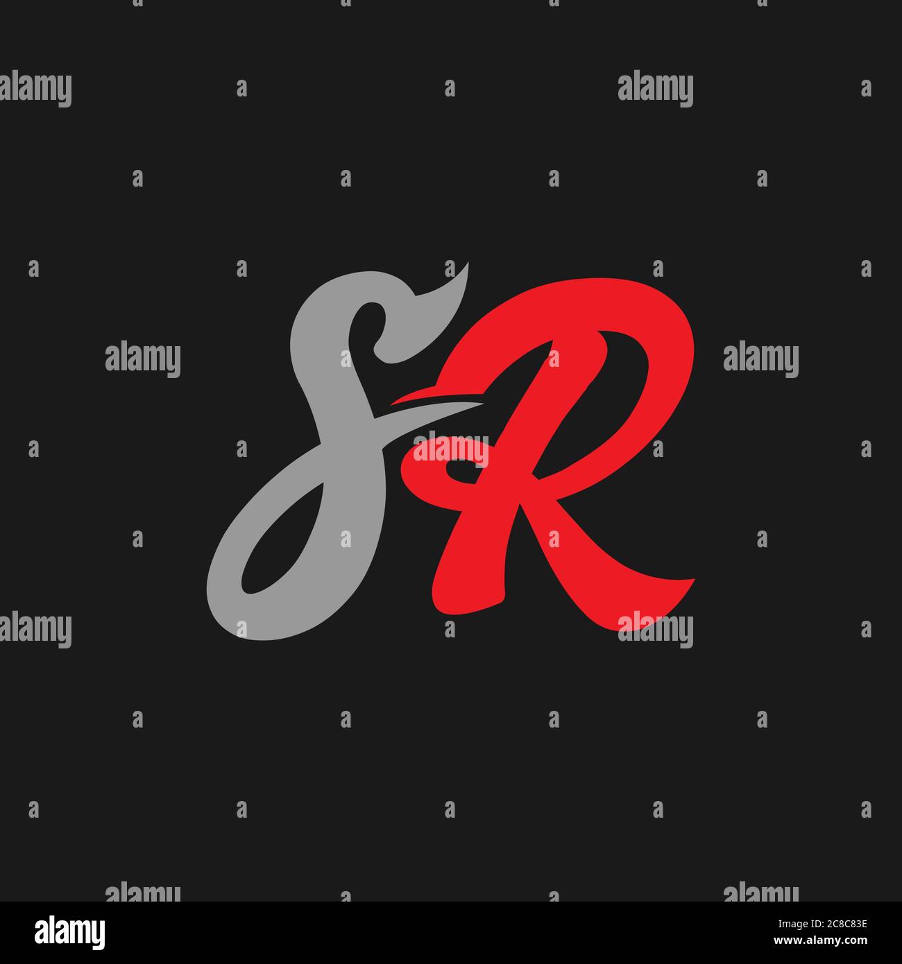 SR Logo. Letter Design Vector with Red and Grey Colors.EPS 10 Stock Vector