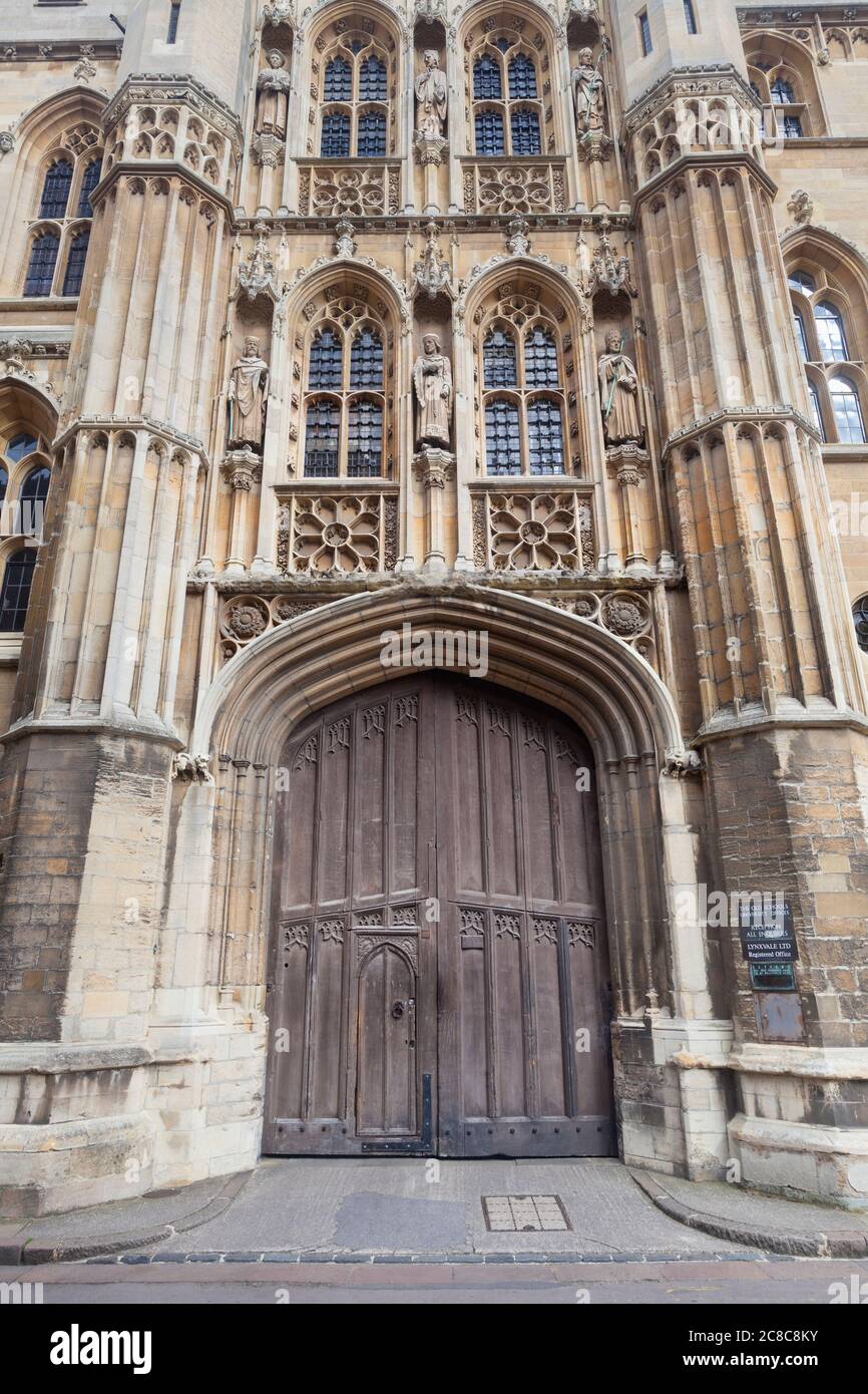 Gate to the Old Schools University Offices building, Trinity Lane, Cambridge, England Stock Photo