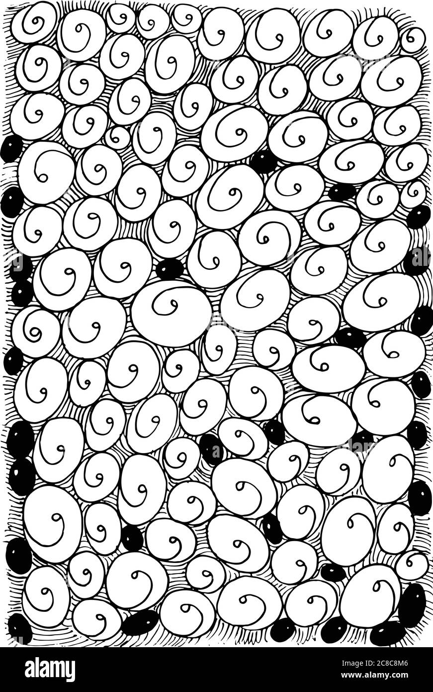 Doodle shell background. Coloring page for adults. Vector illustration Stock Vector