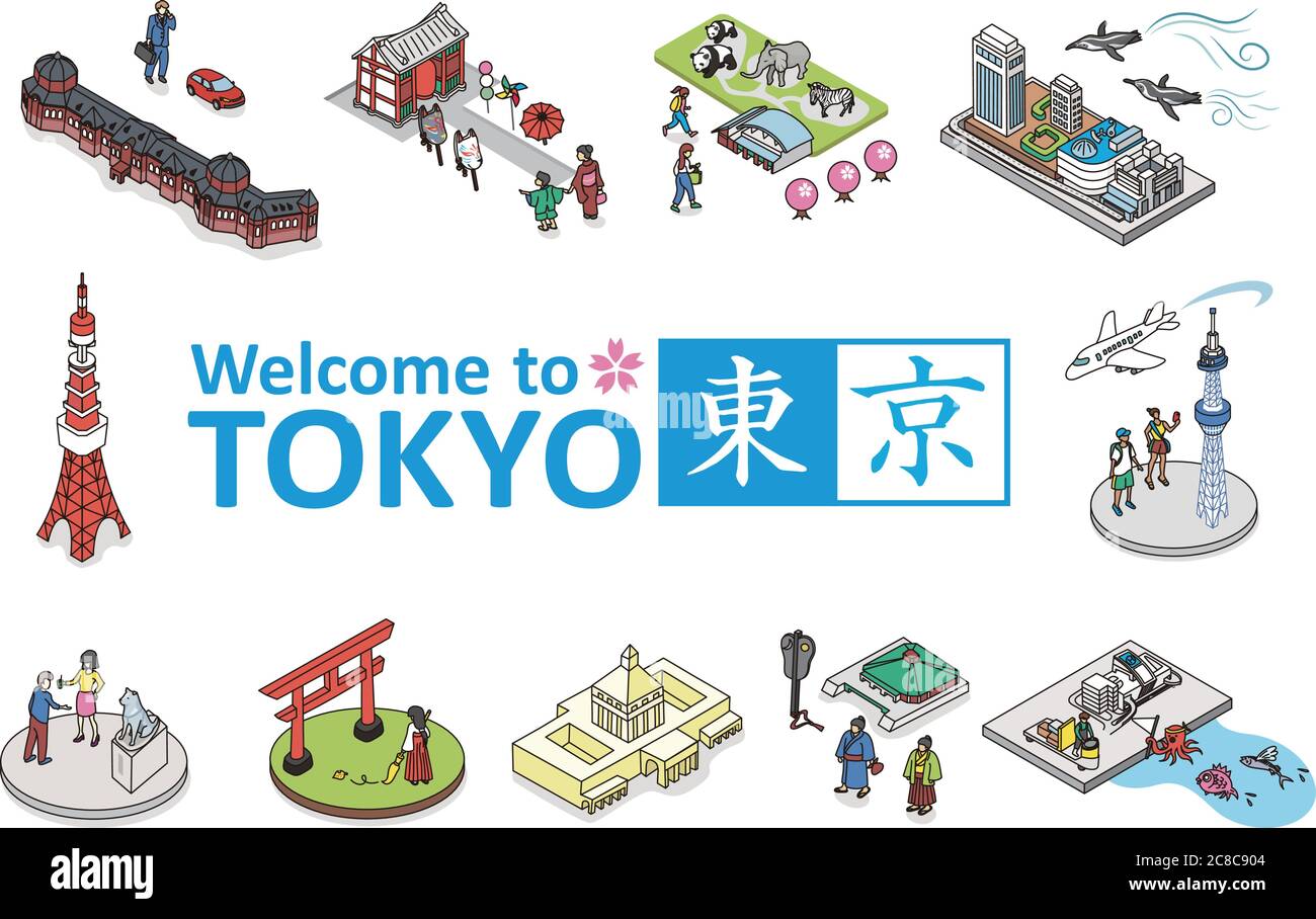 Welcome to TOKYO JAPAN.Isometric vector Illustration of TOKYO CITY JAPAN. Stock Photo