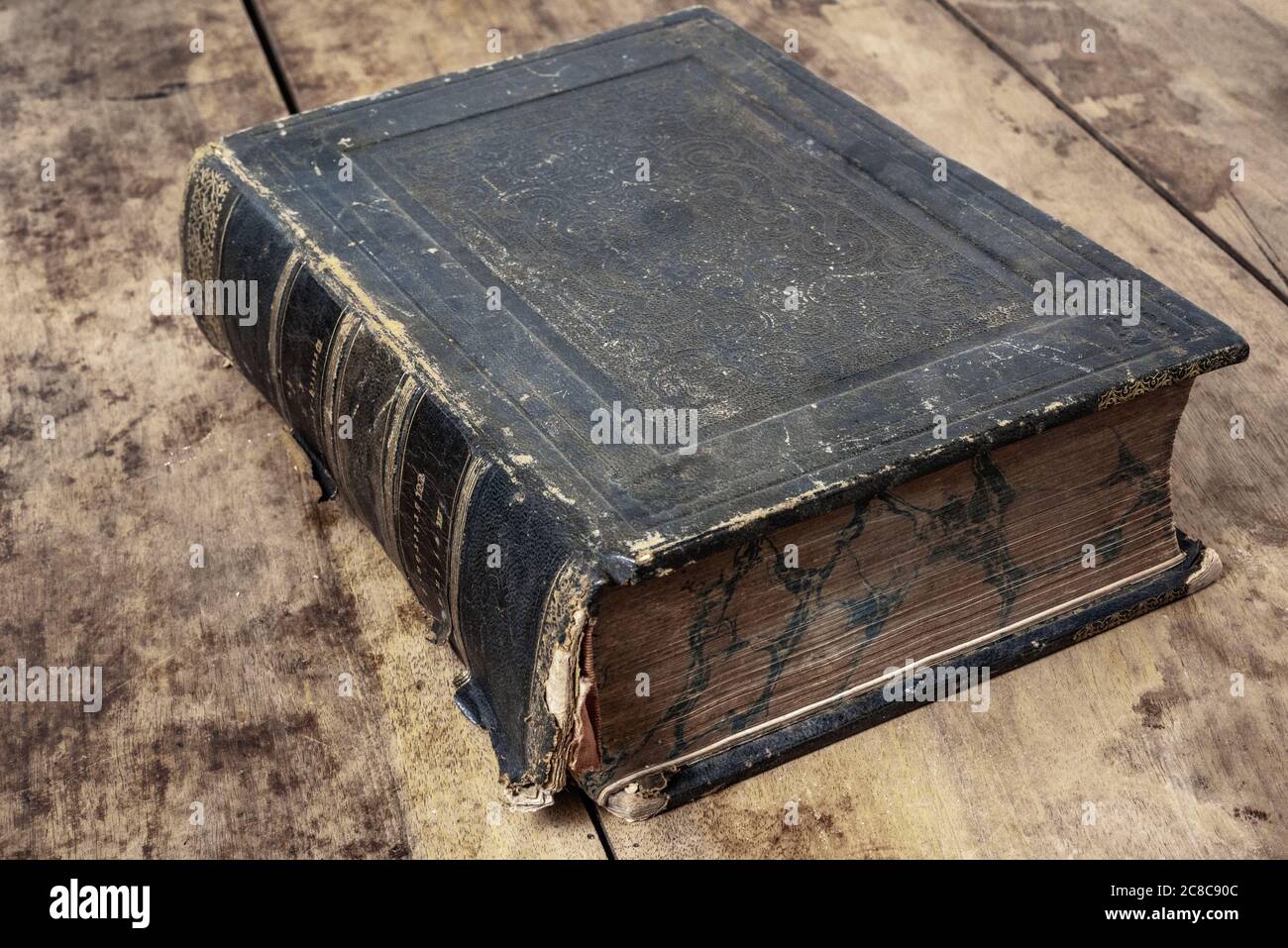 Old book dictionary on a wooden background Stock Photo
