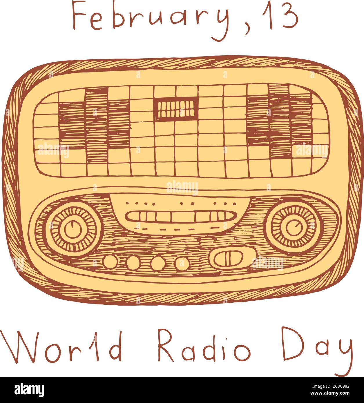 World Radio Day poster. Doodle scribble cartoon art with words. Vector  illustration Stock Vector Image & Art - Alamy