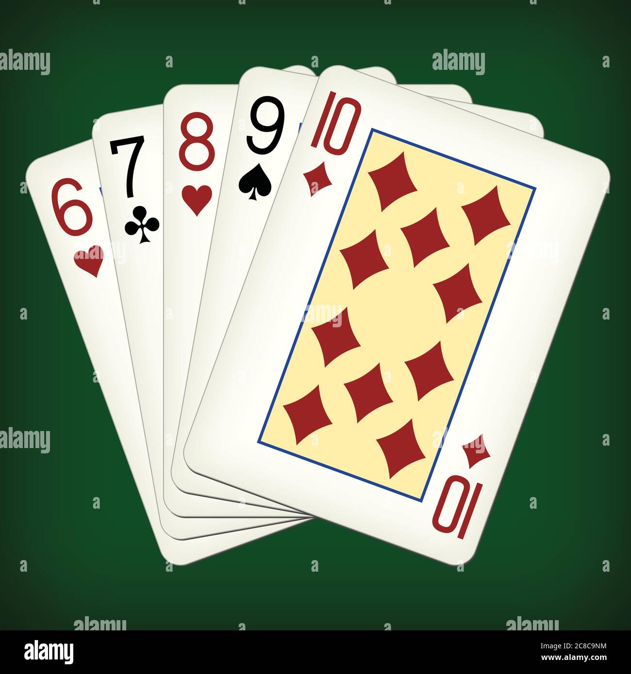 Straight from Six to Ten - playing cards vector illustration Stock Vector