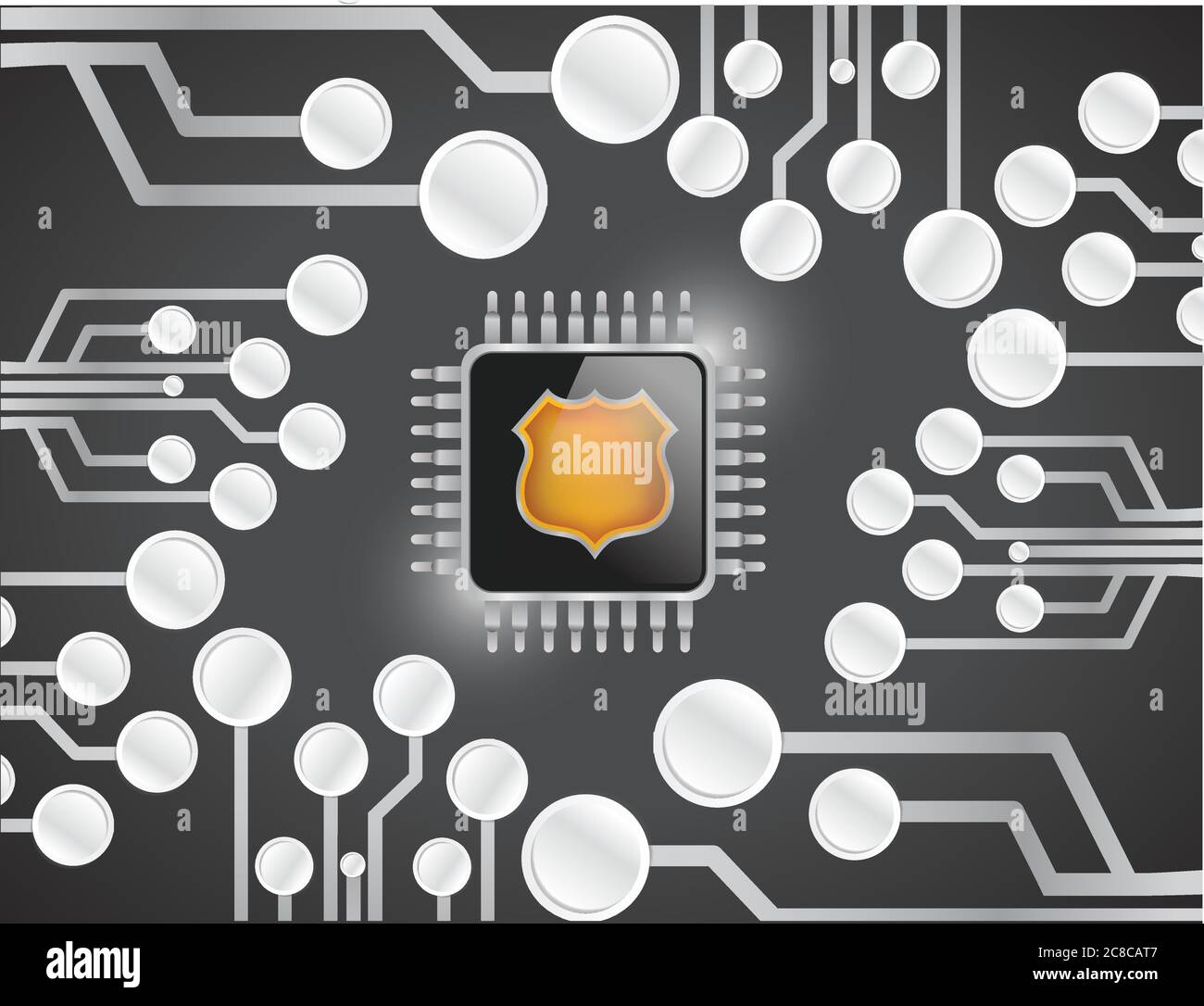 Circuit network and electronic chip illustration design over a black