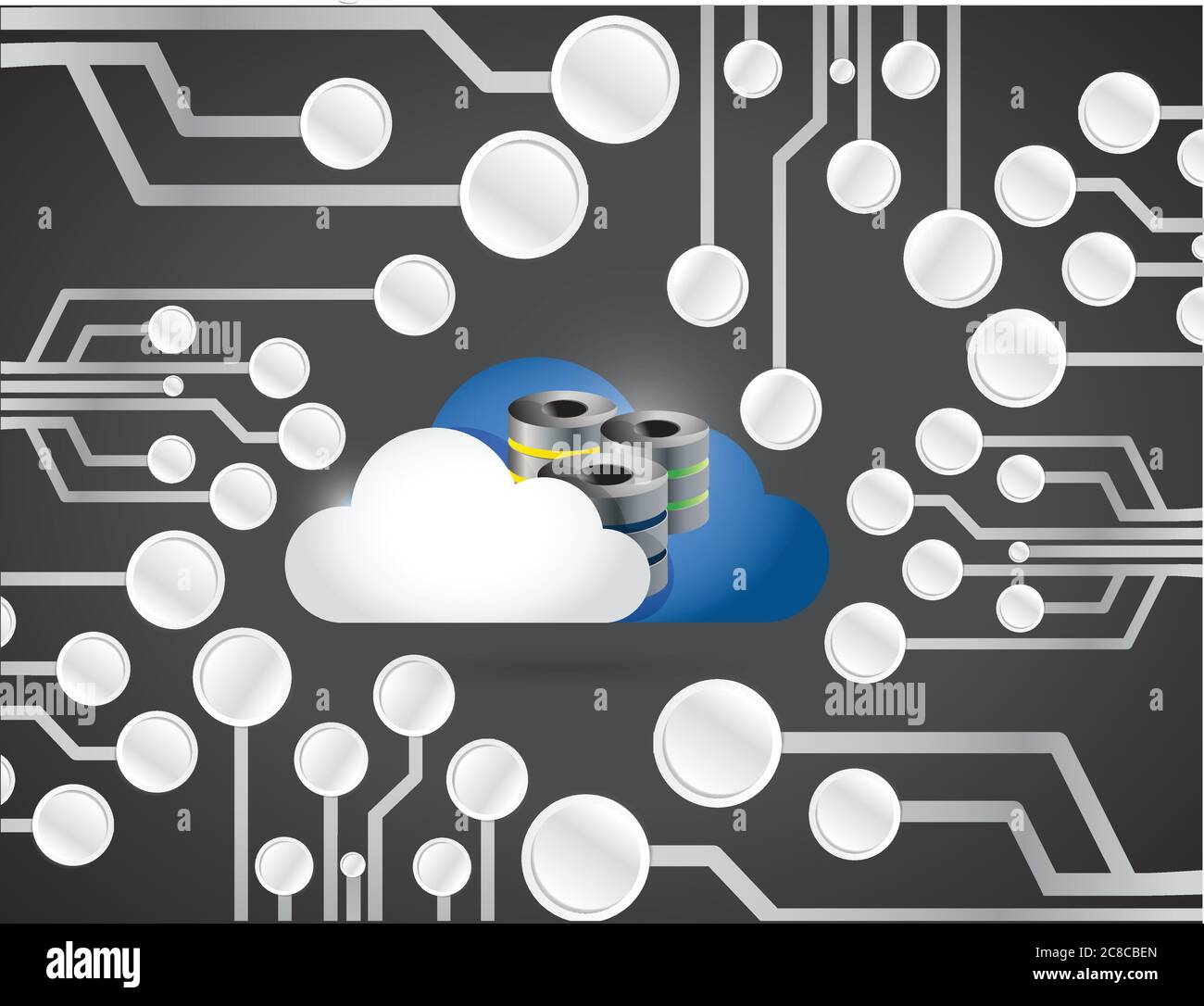 Cloud computing over a circuit board illustration design graphic Stock ...