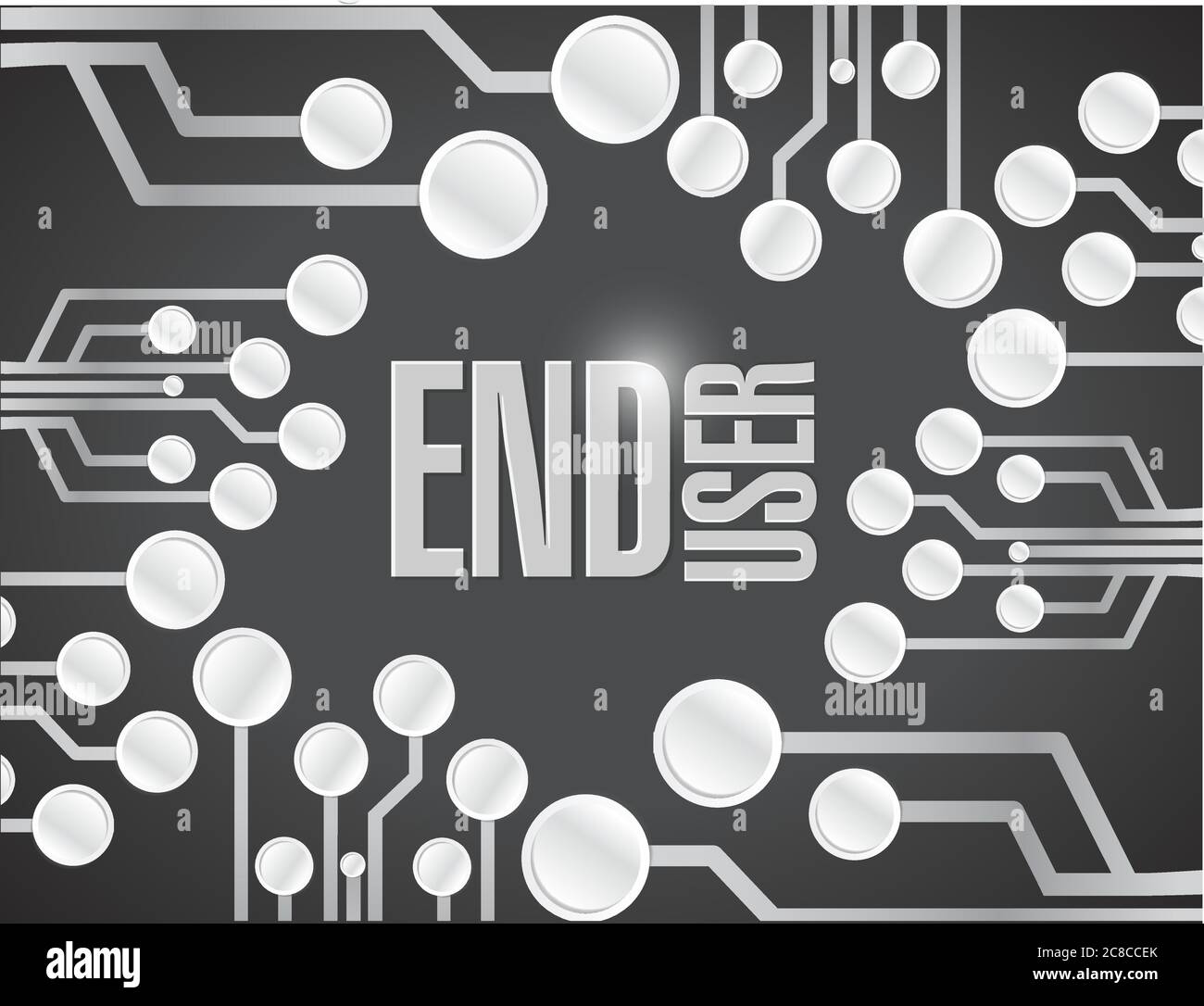 End user circuit board white board illustration design over a black ...