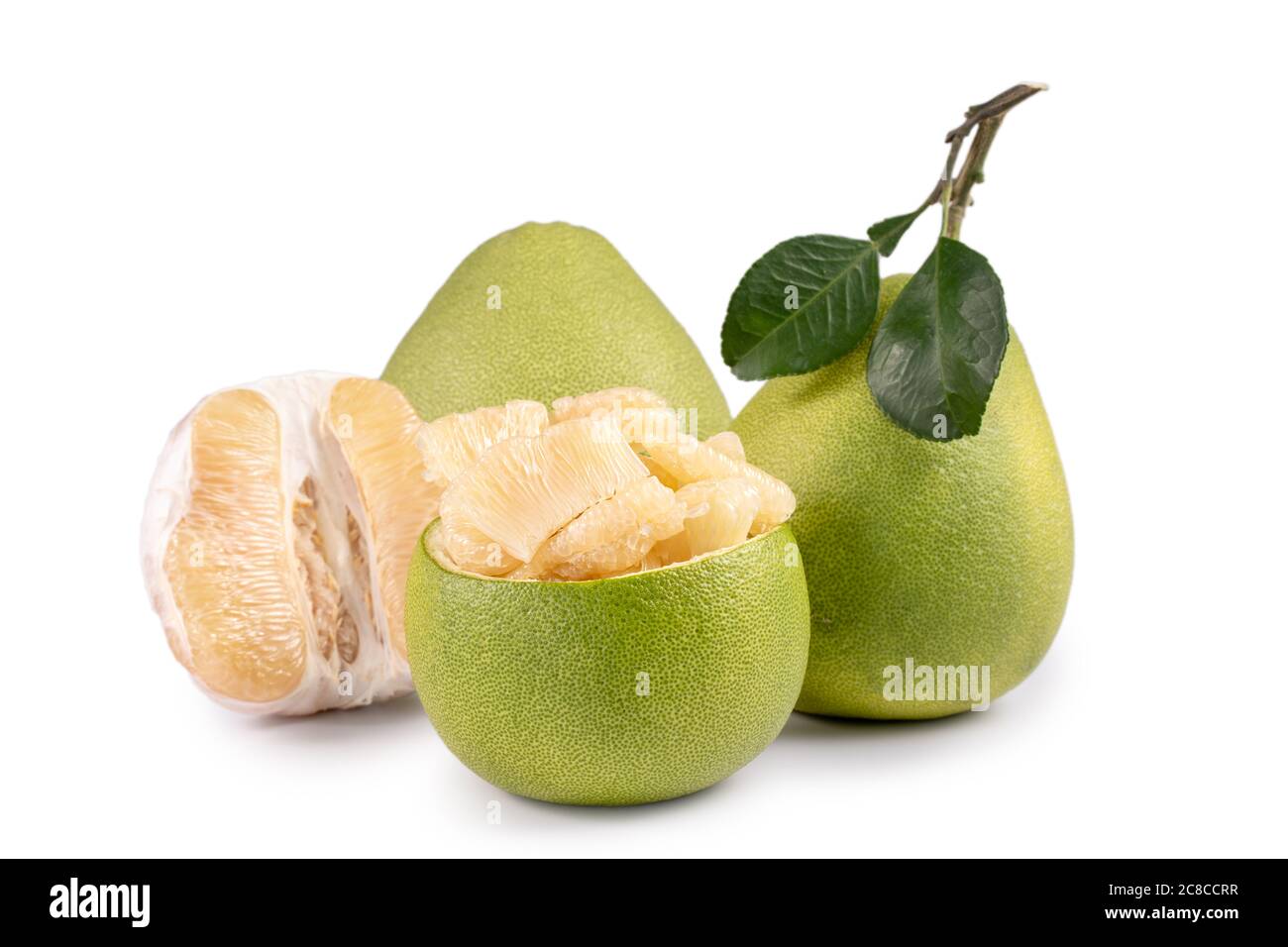 Fresh pomelo, pummelo, grapefruit, shaddock isolated on white