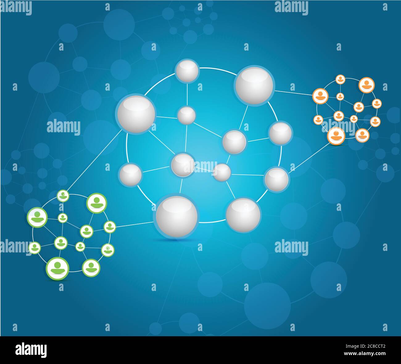 People sphere network illustration design over a blue background Stock Vector