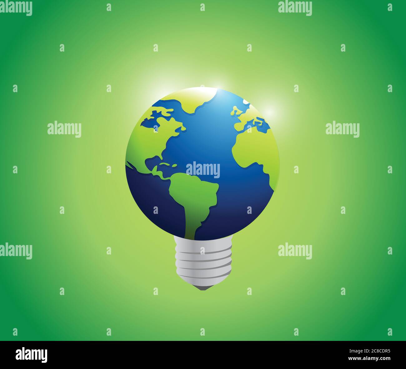 Globe and light bulb illustration design over a green background Stock ...