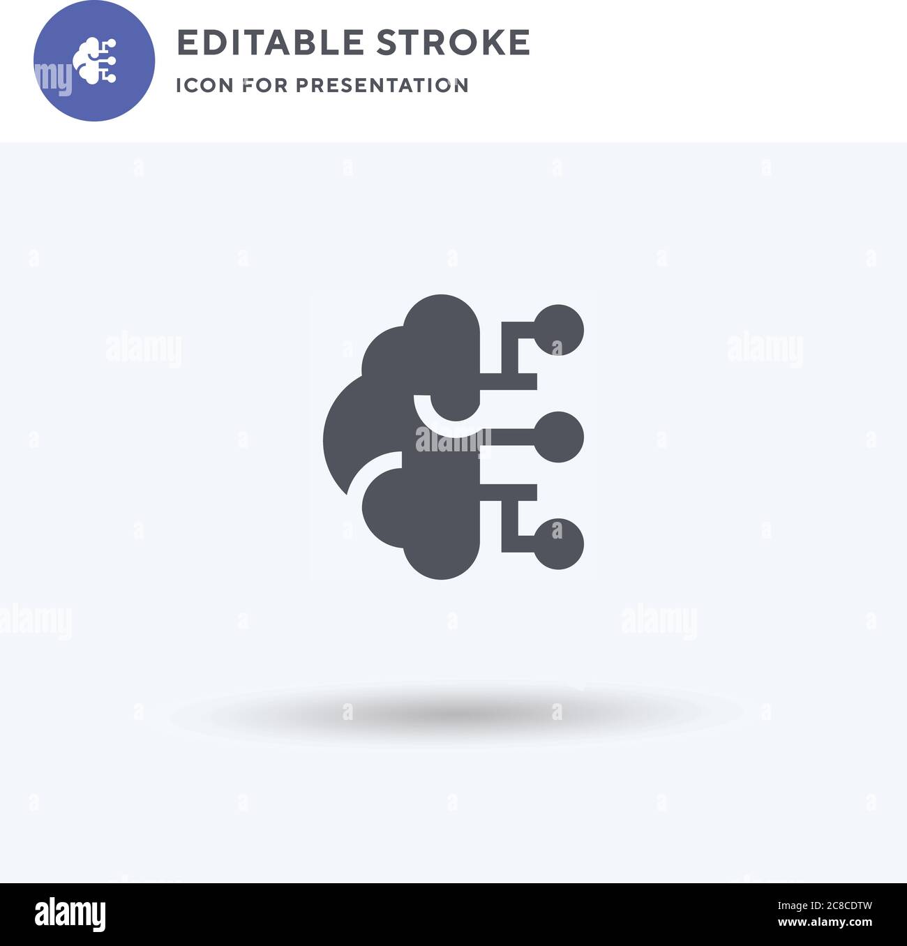 Brain icon vector, filled flat sign, solid pictogram isolated on white ...