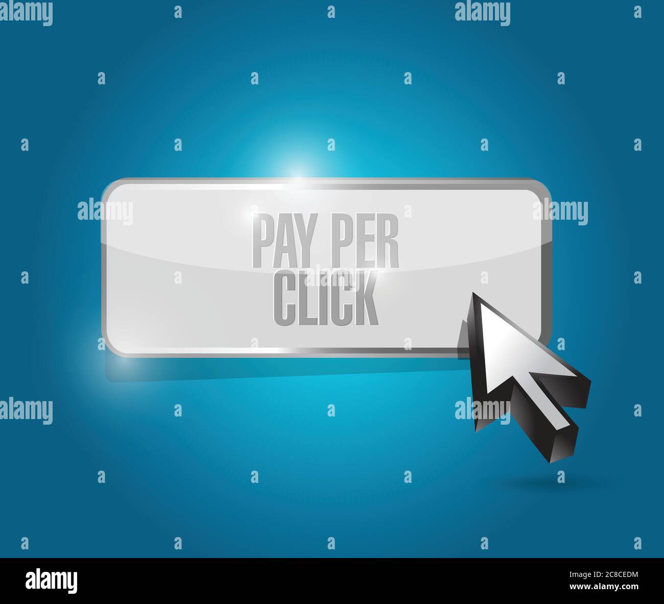 Pay per click button illustration design over a blue background Stock Vector