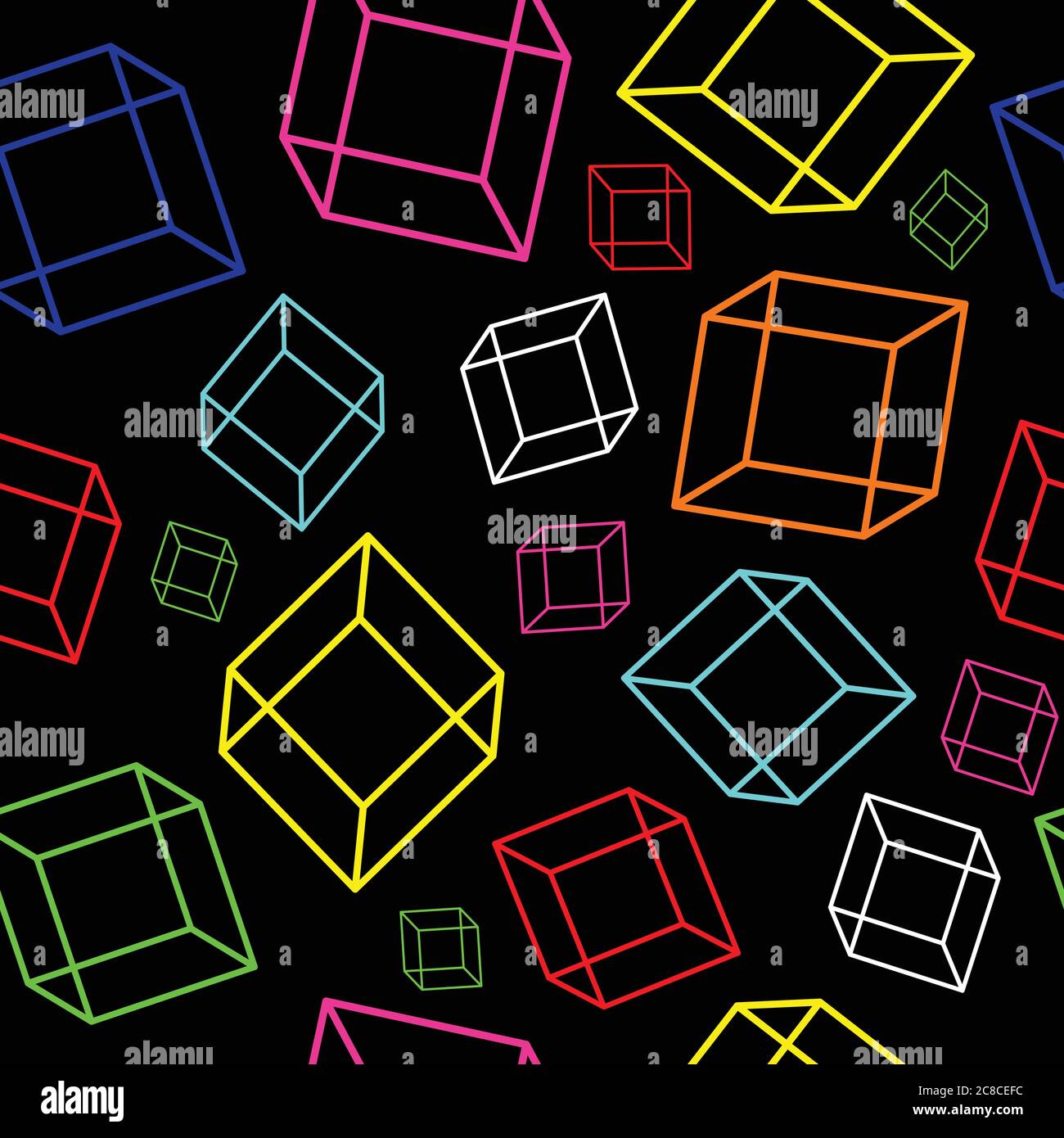Seamless pattern with geometric elements - colorful cubes. Vecto Stock Vector