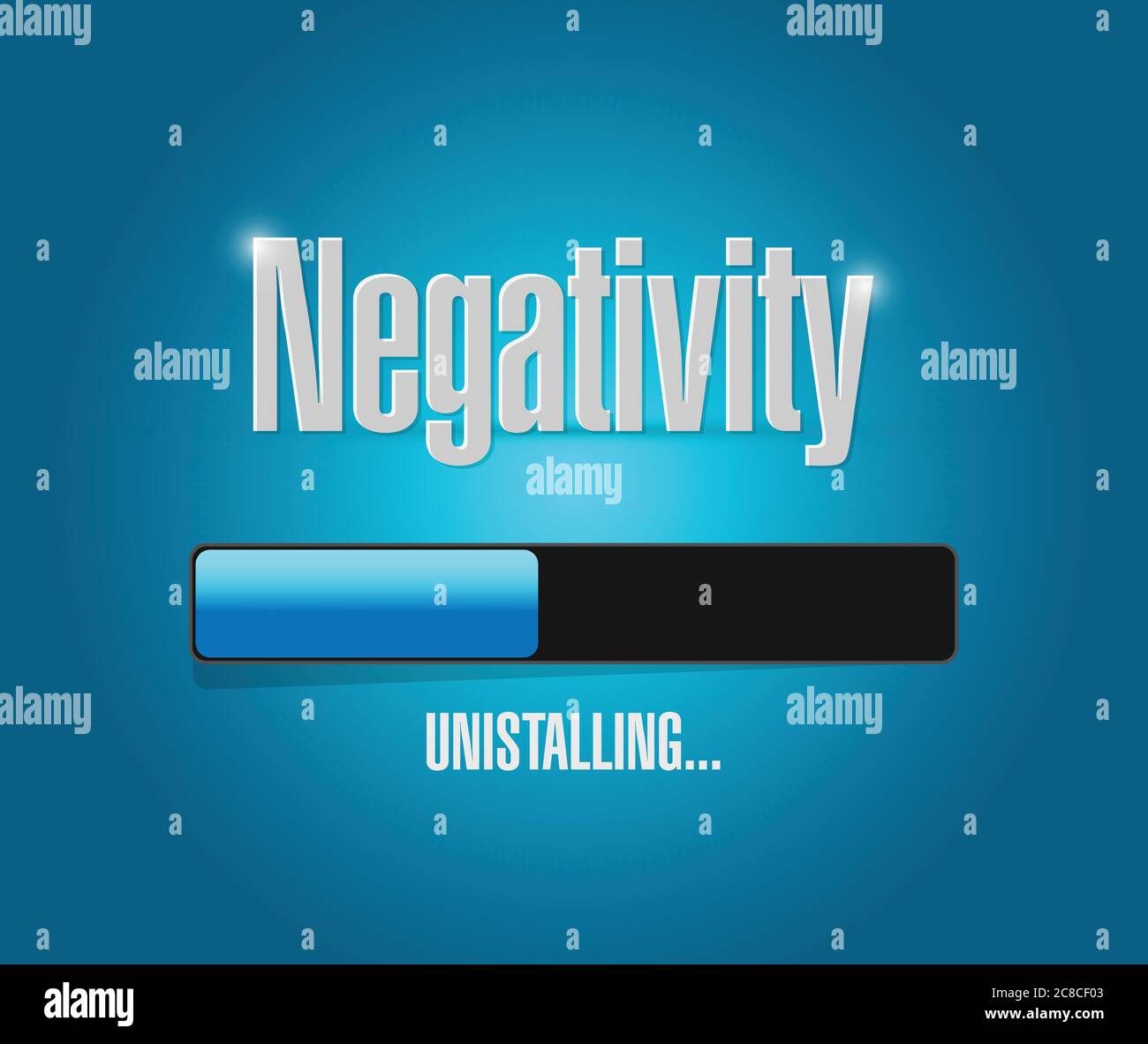 Uninstalling negativity illustration design over a blue background Stock Vector