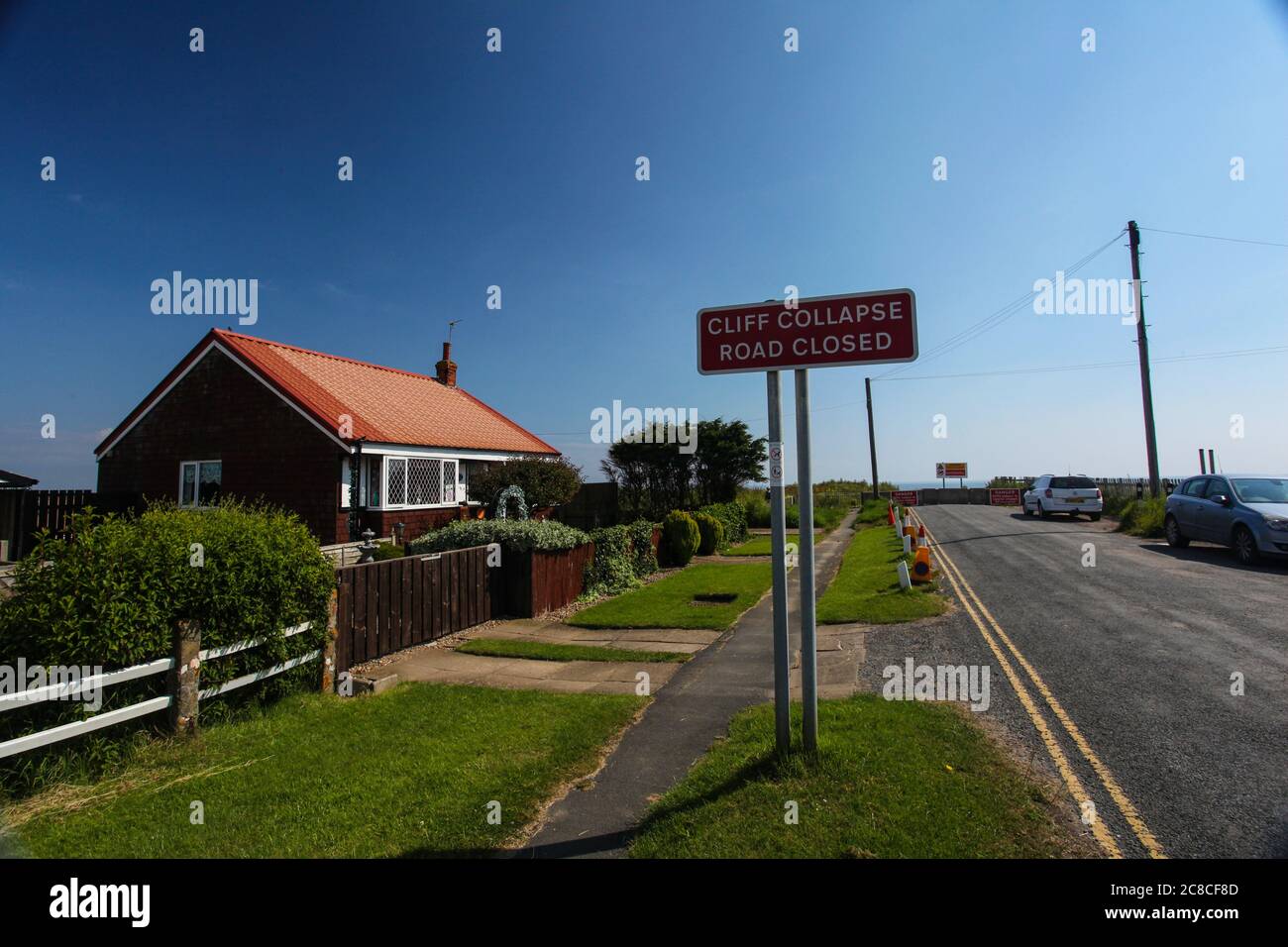 Images of coastal erosion and settlements along the coast of the East Riding of Yorkshire from Aldbrough southwards to the tip of Spurn Head. Stock Photo