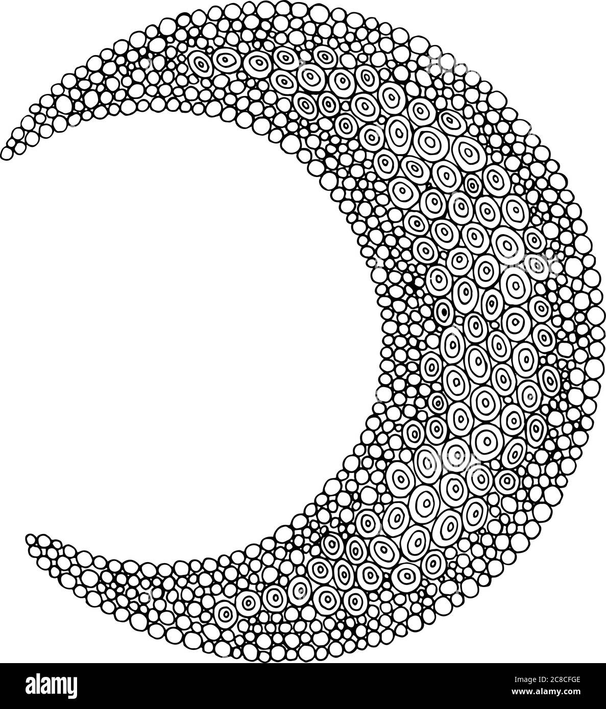 Doodle moon - coloring page for adults and children. Circle orna Stock ...