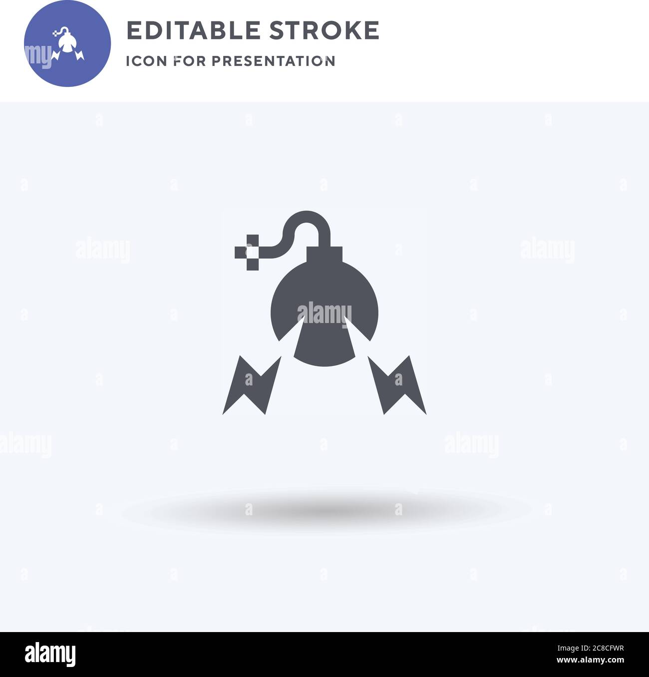 Bomb icon vector, filled flat sign, solid pictogram isolated on white ...