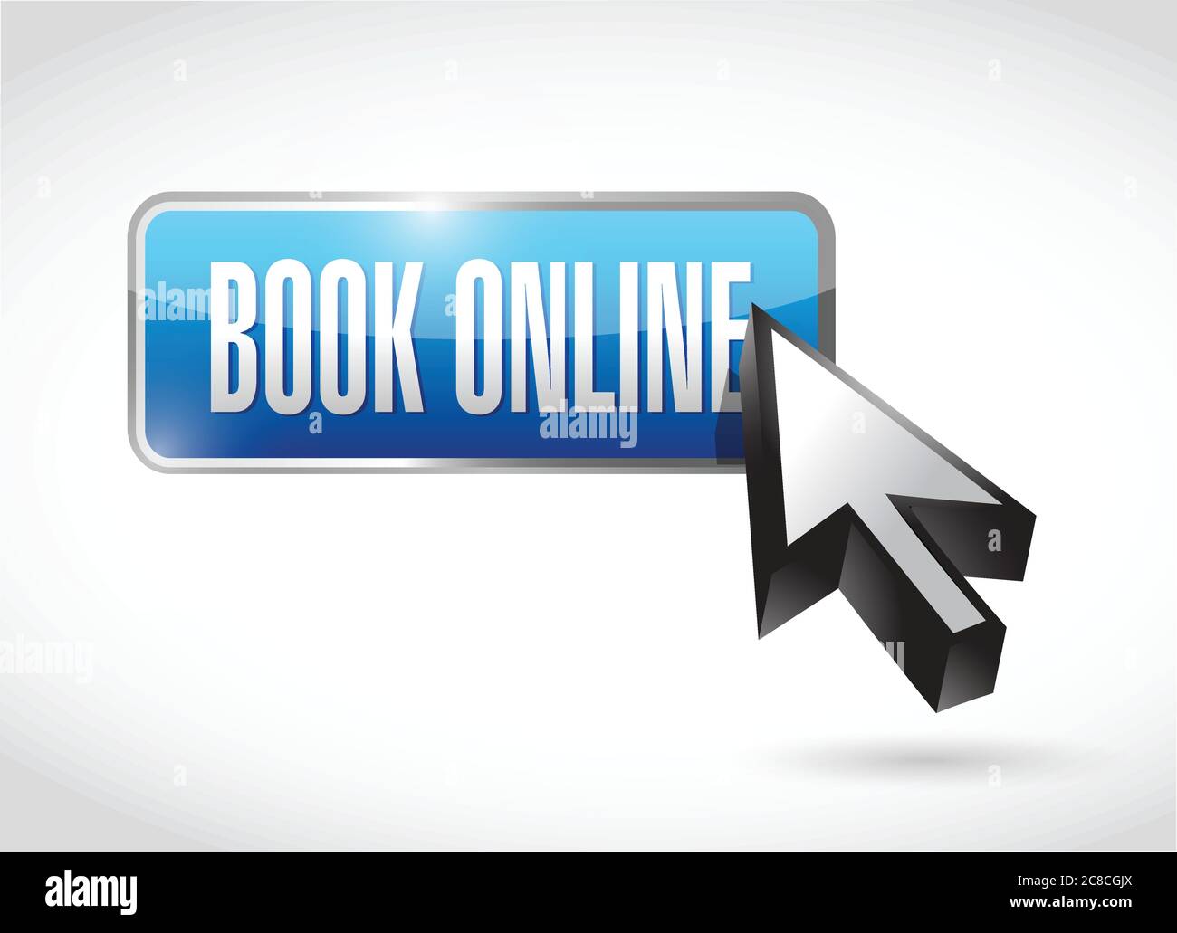 Book online button and cursor. illustration design over a white background Stock Vector