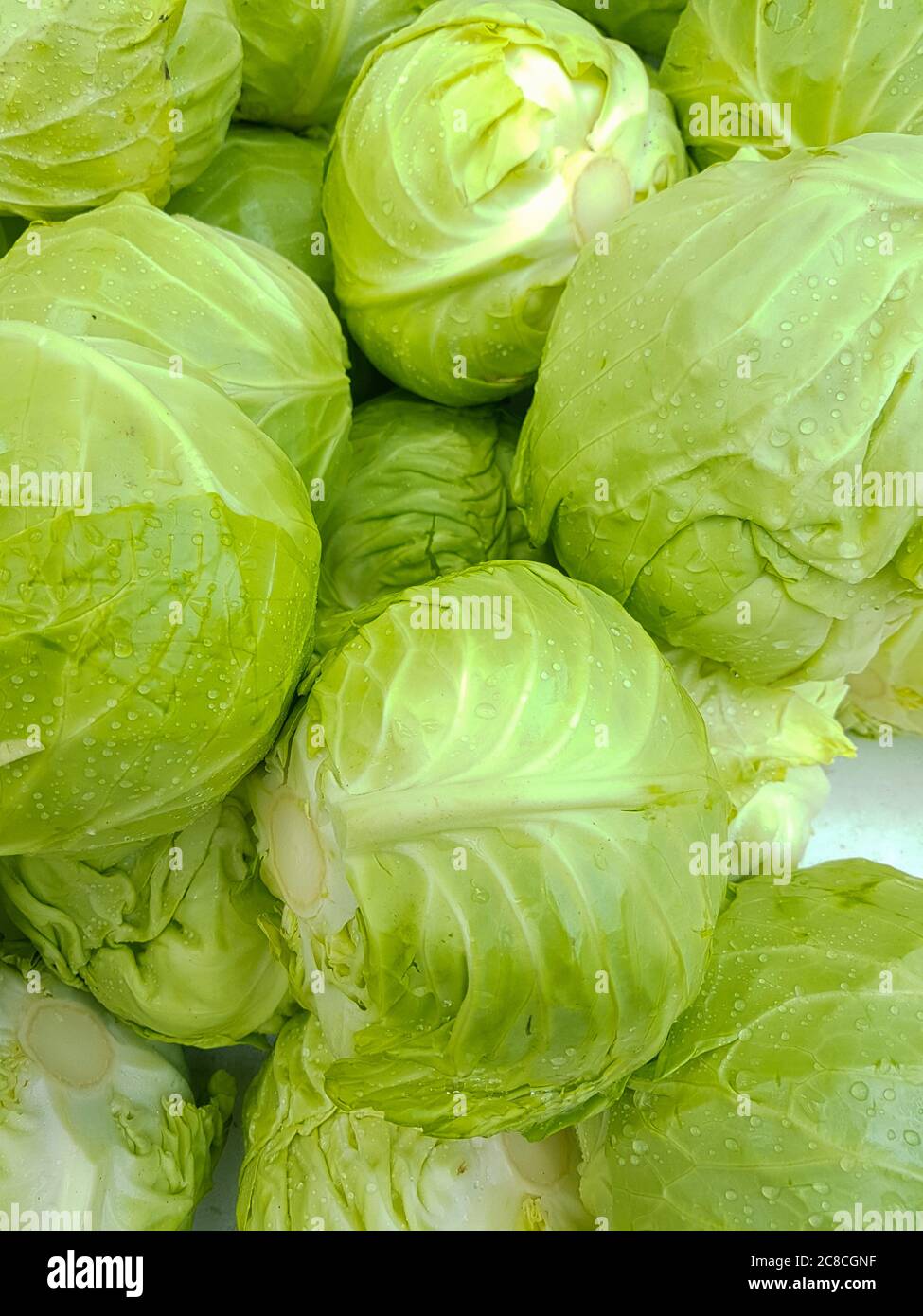Full Frame Shot Of Fresh Green Cabbage Stock Photo