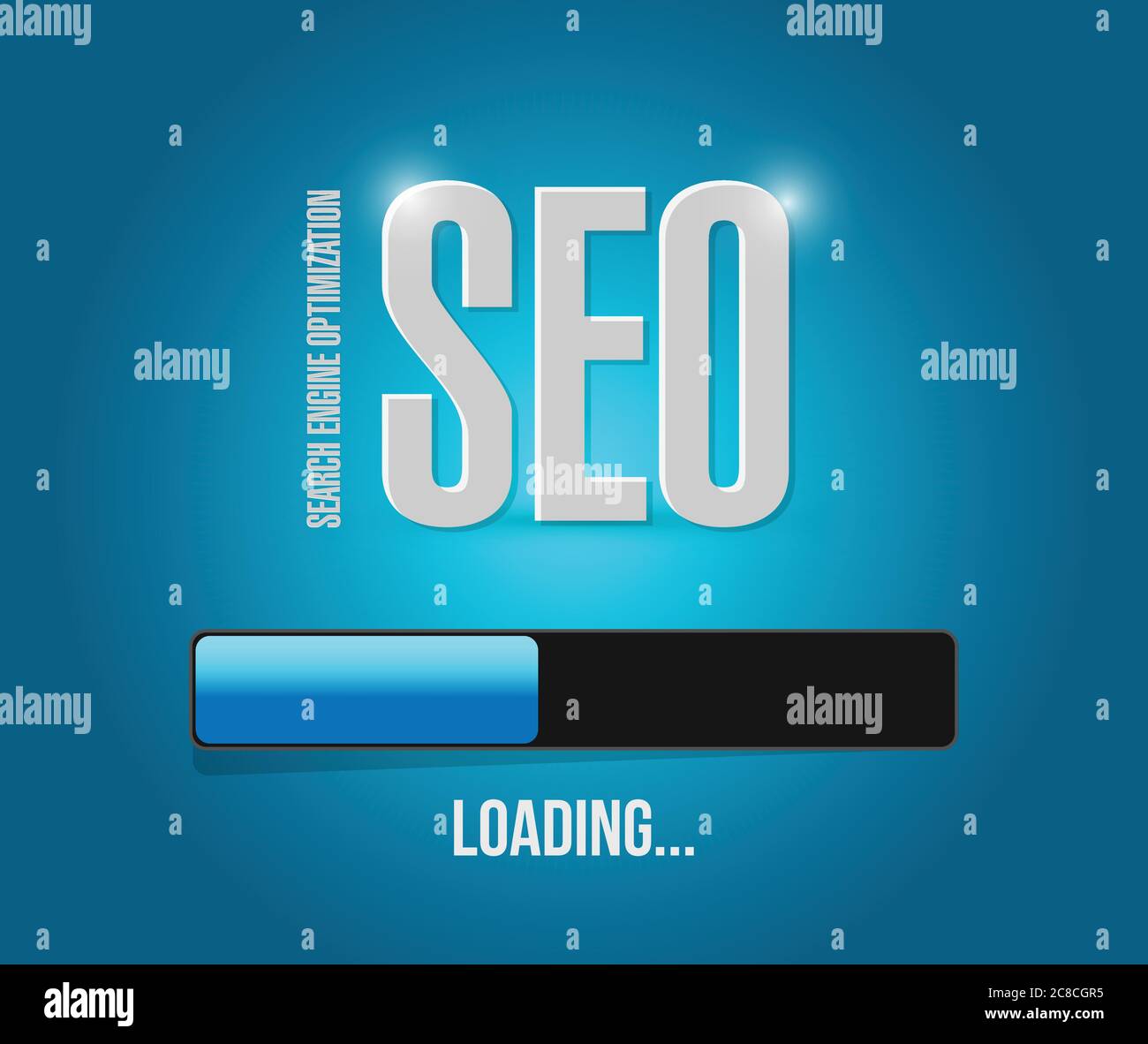 Sep search engine optimization loading bar illustration design over a blue background Stock Vector