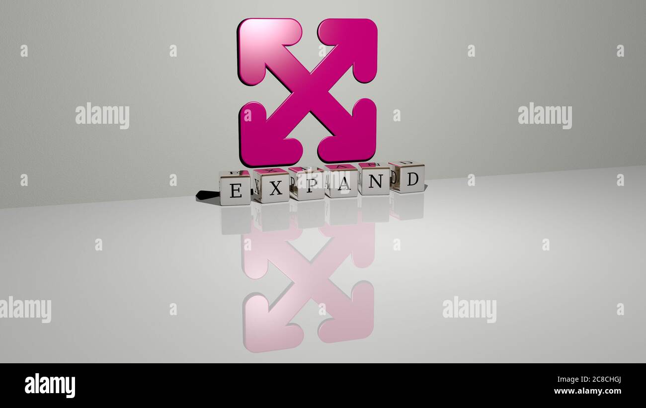 3D graphical image of expand vertically along with text built by ...