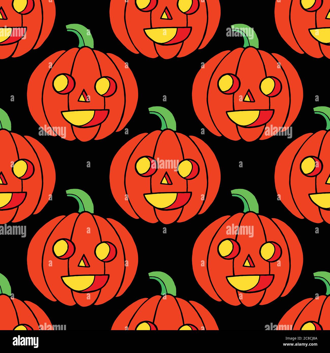 Halloween seamless pattern with pumpkin. Scary background design Stock Vector
