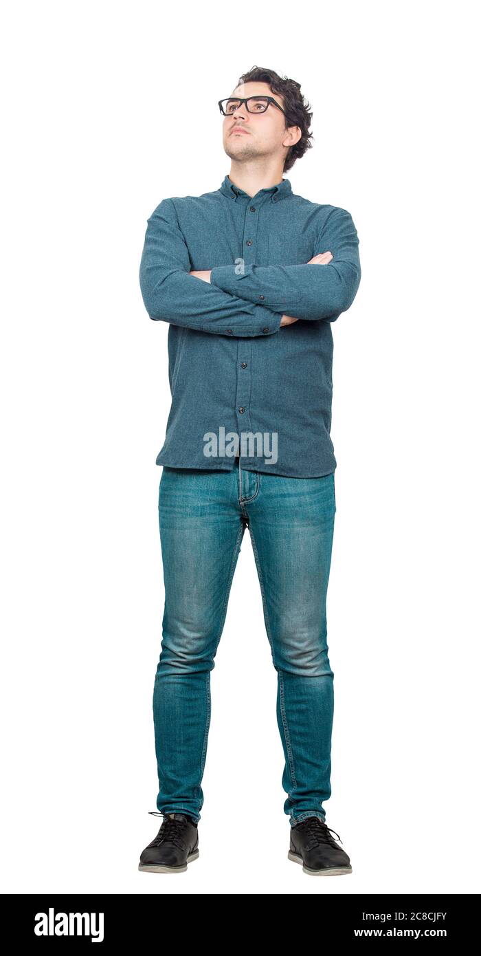 Full length portrait of confident businessman posing with arms crossed ...