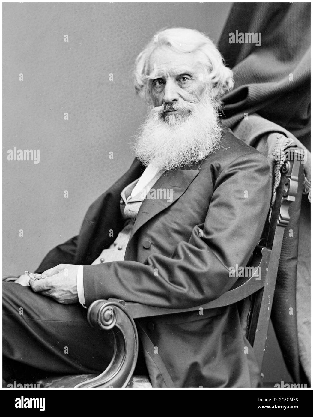 Samuel FB Morse (1791-1872), American inventor of Morse Code and the single wire telegraph, portrait photograph by Mathew Brady Studio, circa 1860-1870 Stock Photo