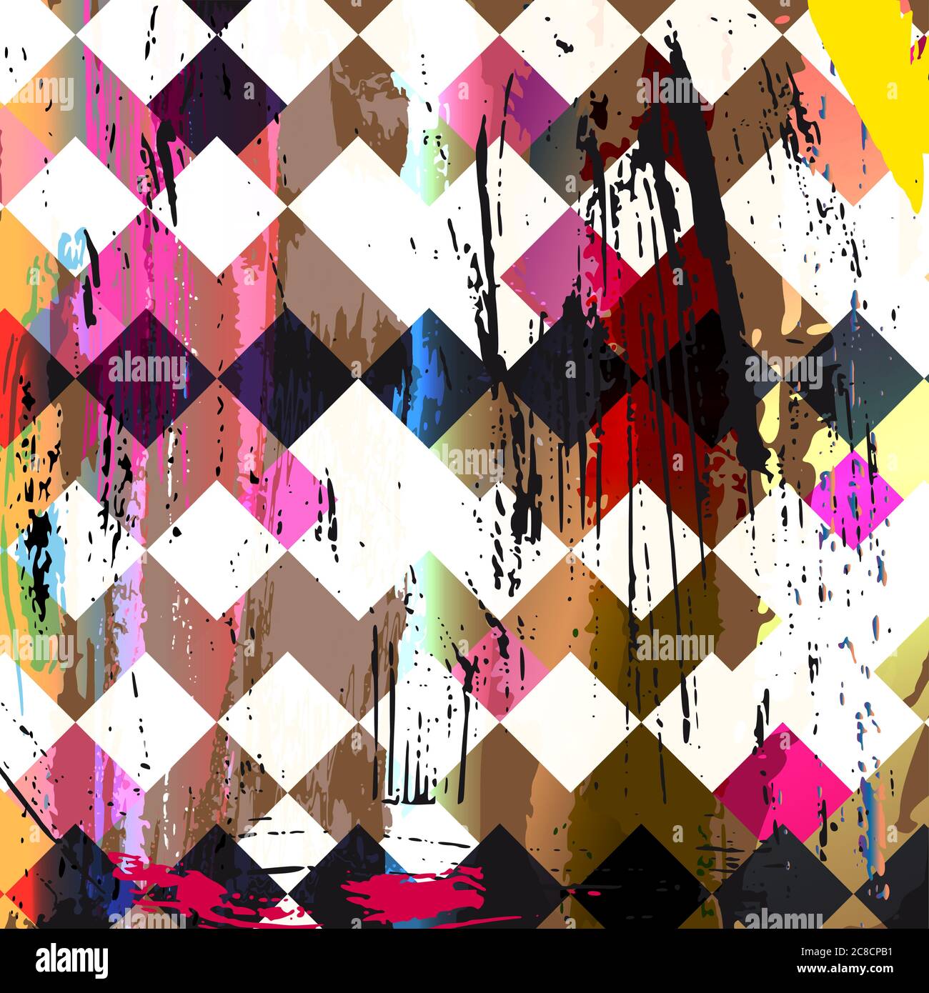 abstract geometric background, illustration with paint strokes